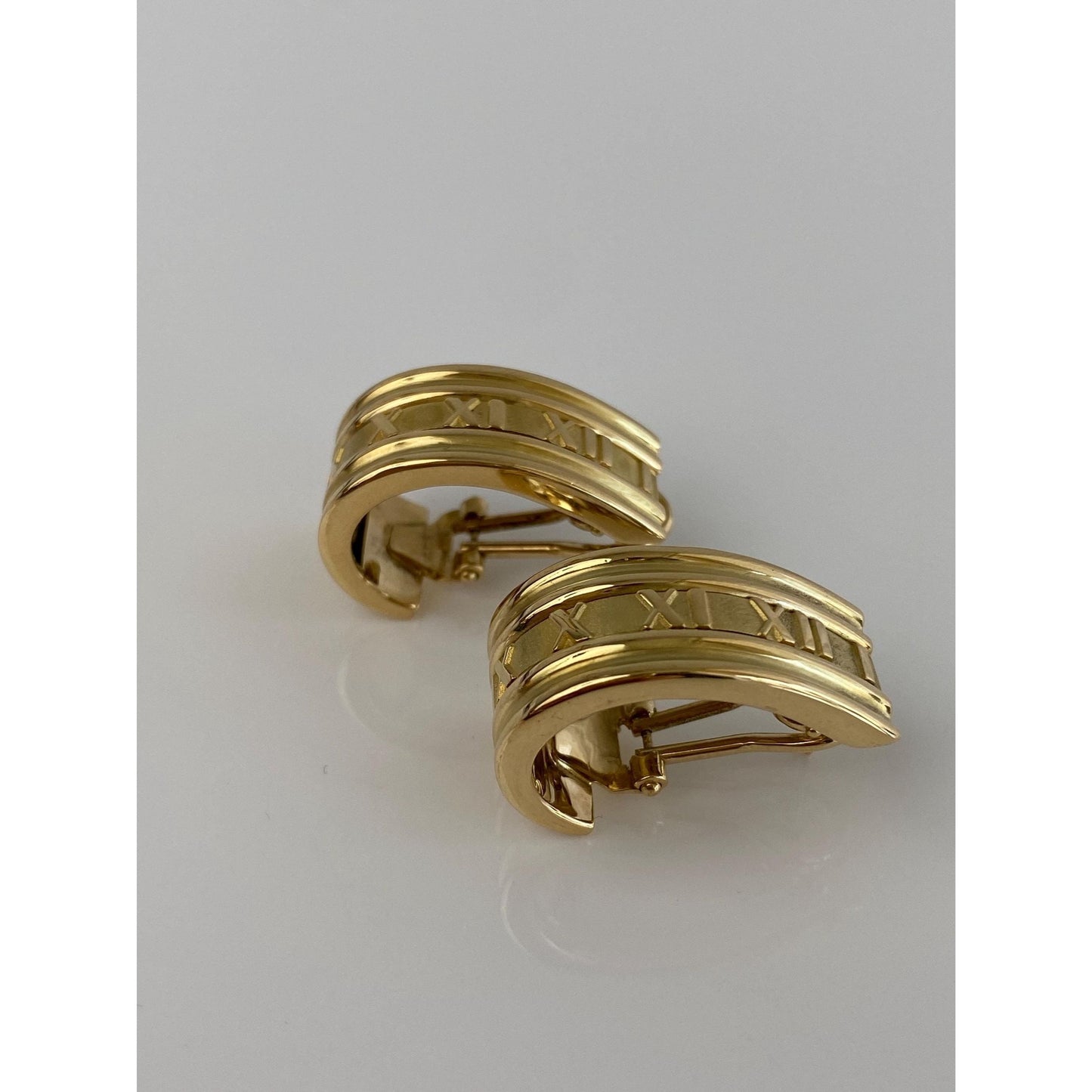 Tiffany & Co. Solid 18k Yellow Gold Atlas Roman Numeral Drop Earrings