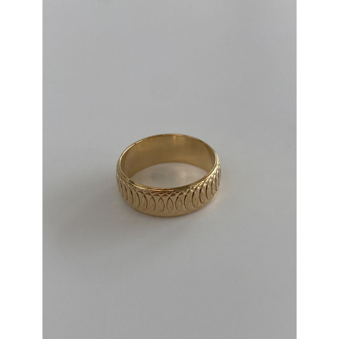 Vintage Solid 14k Yellow Gold Pattern Ring Band - Size 6.75-7