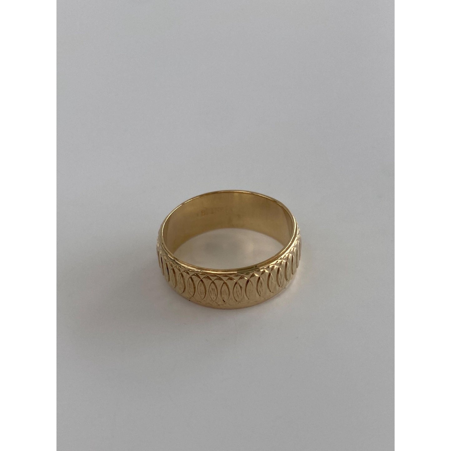 Vintage Solid 14k Yellow Gold Pattern Ring Band - Size 6.75-7