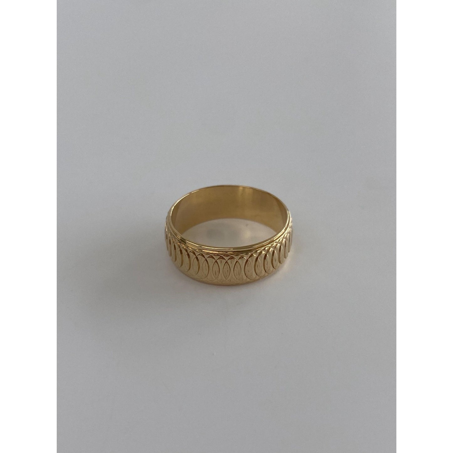 Vintage Solid 14k Yellow Gold Pattern Ring Band - Size 6.75-7