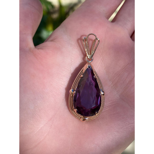 Vintage Solid 14k Rose Gold Color Changing Sapphire Charm