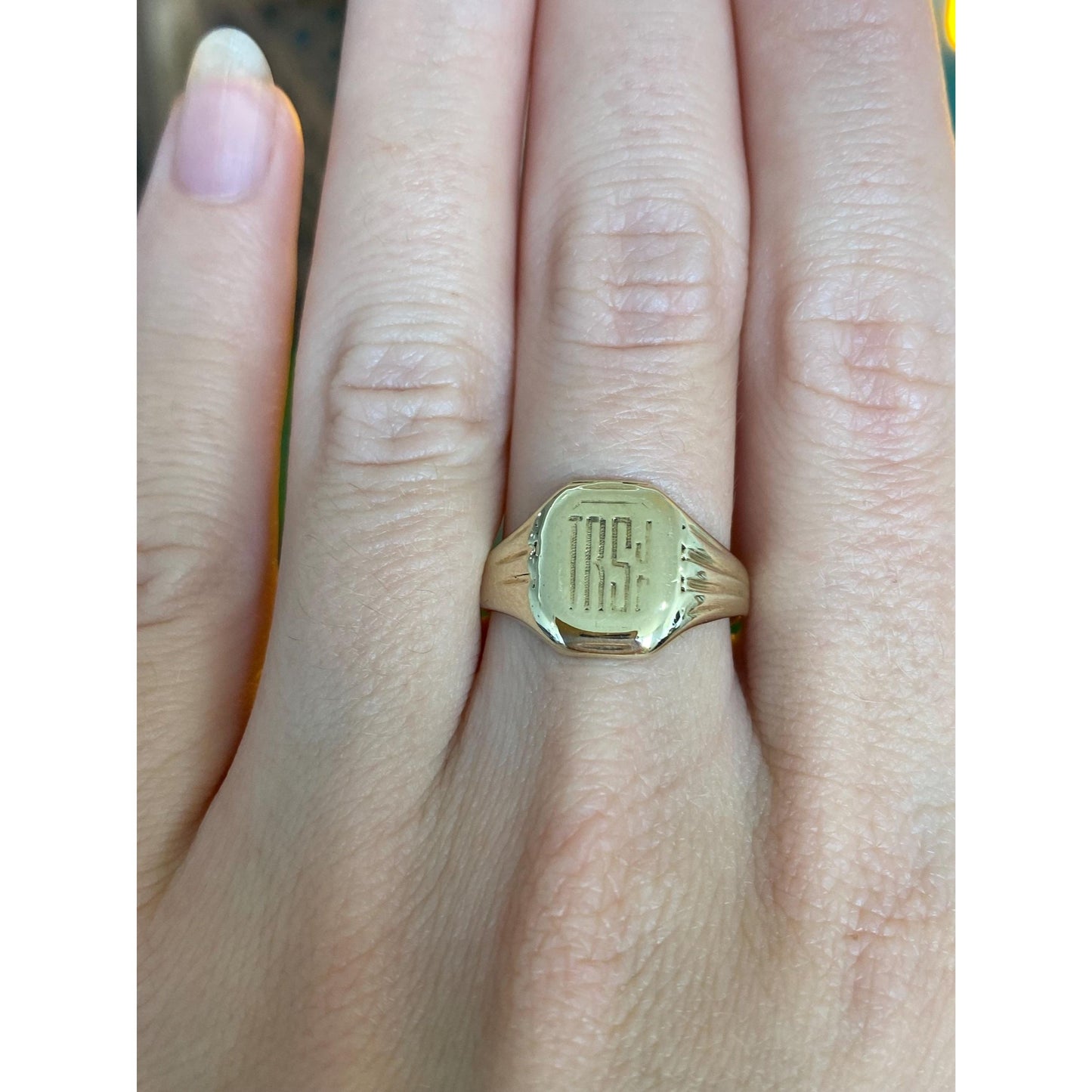 Vintage Solid 14k Yellow Gold Monogram Signet Ring - Size 8