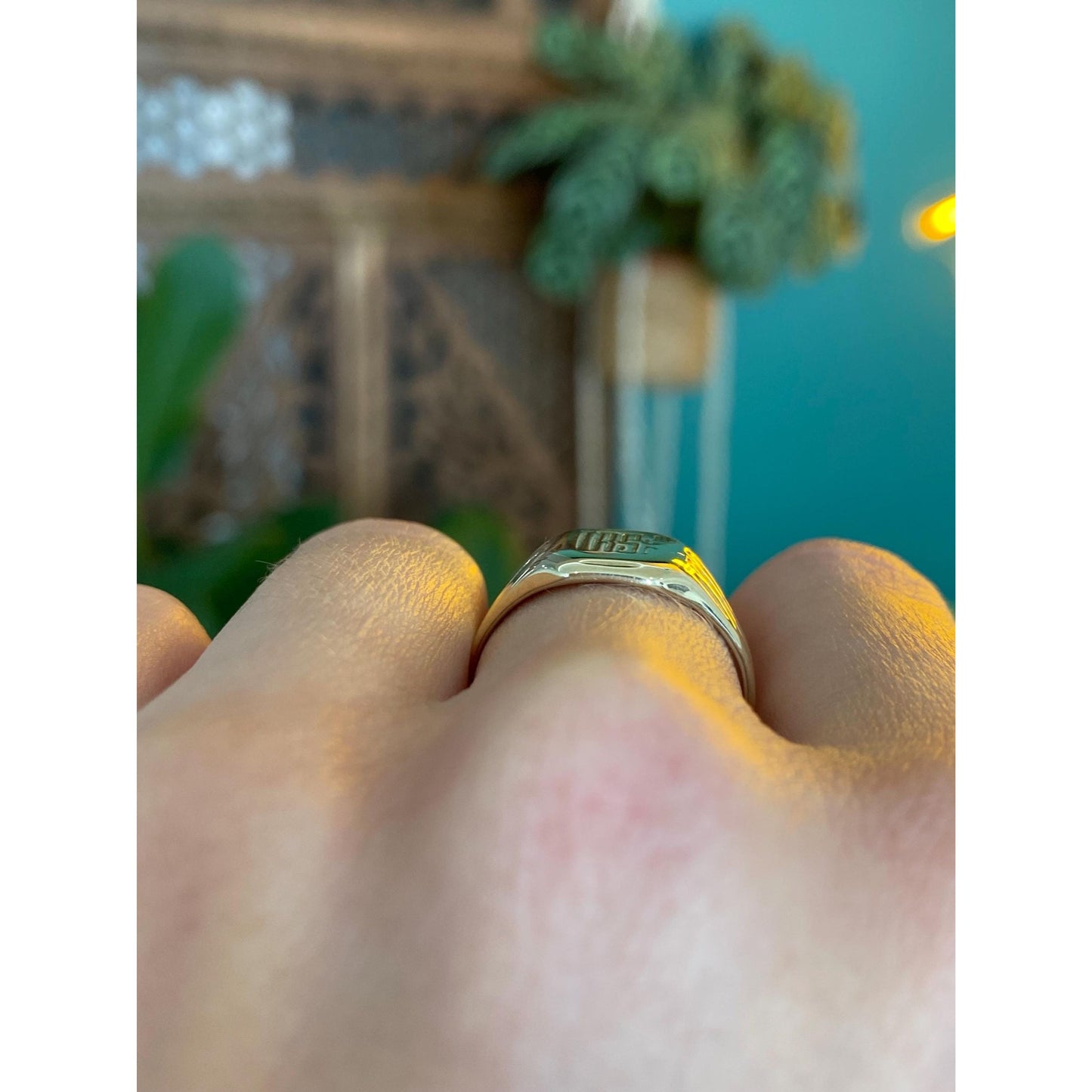 Vintage Solid 14k Yellow Gold Monogram Signet Ring - Size 8