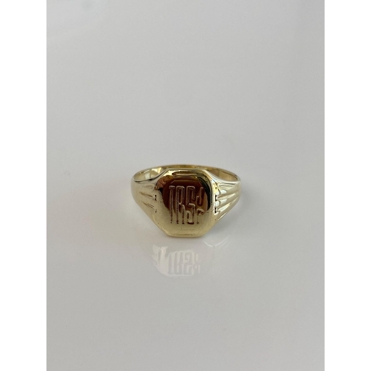 Vintage Solid 14k Yellow Gold Monogram Signet Ring - Size 8