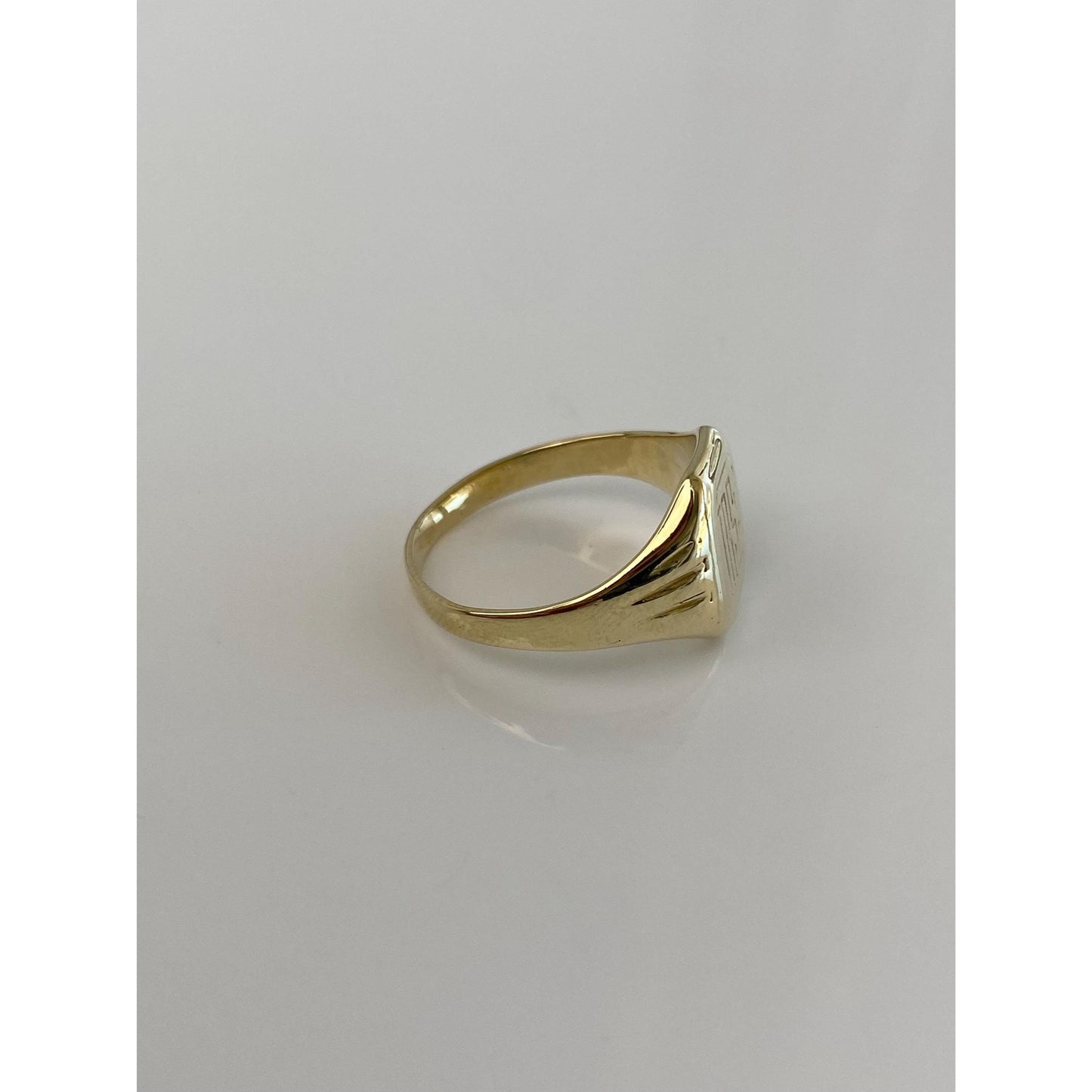 Vintage Solid 14k Yellow Gold Monogram Signet Ring - Size 8
