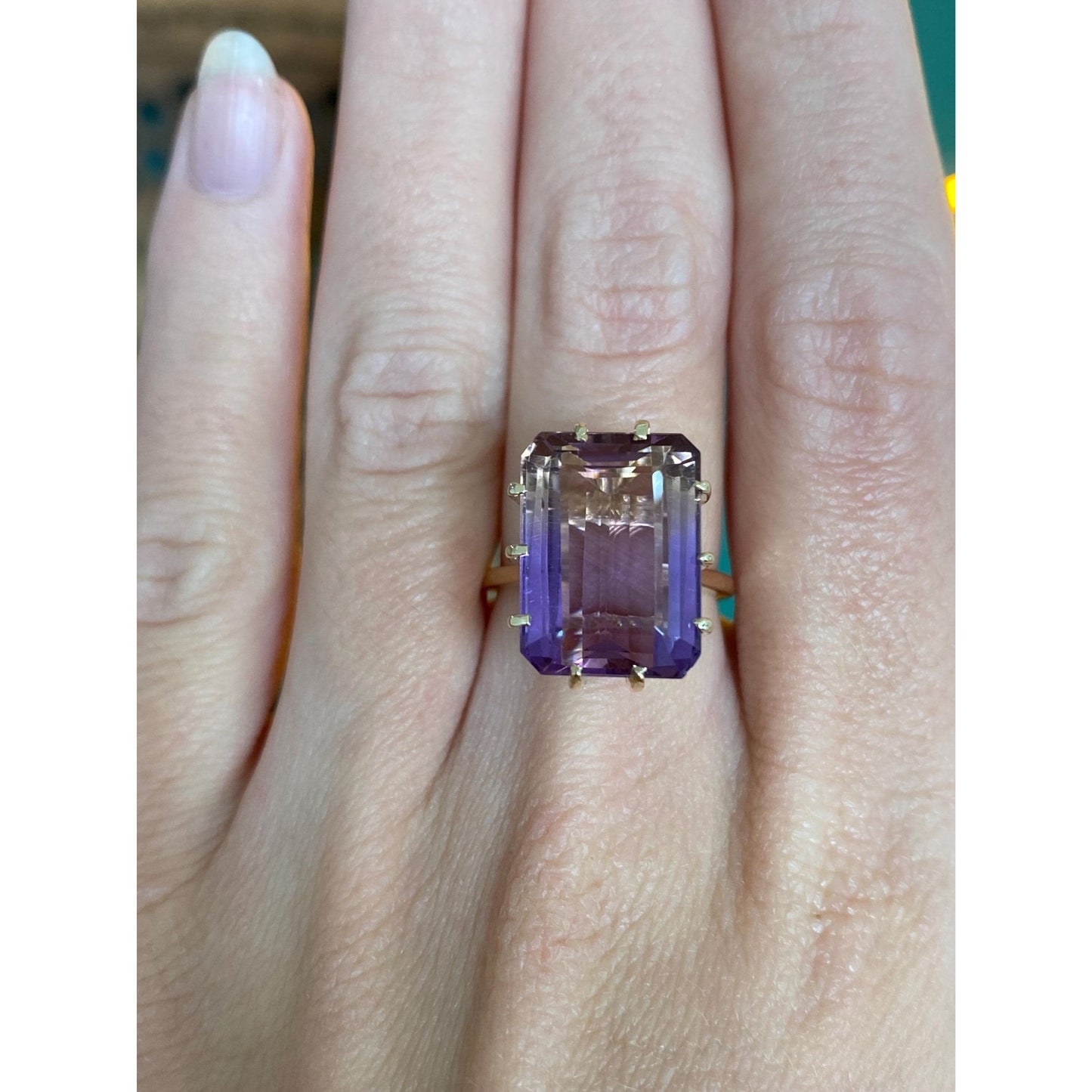 Vintage Solid 14k Yellow Gold Ametrine Ring - Size 5.75