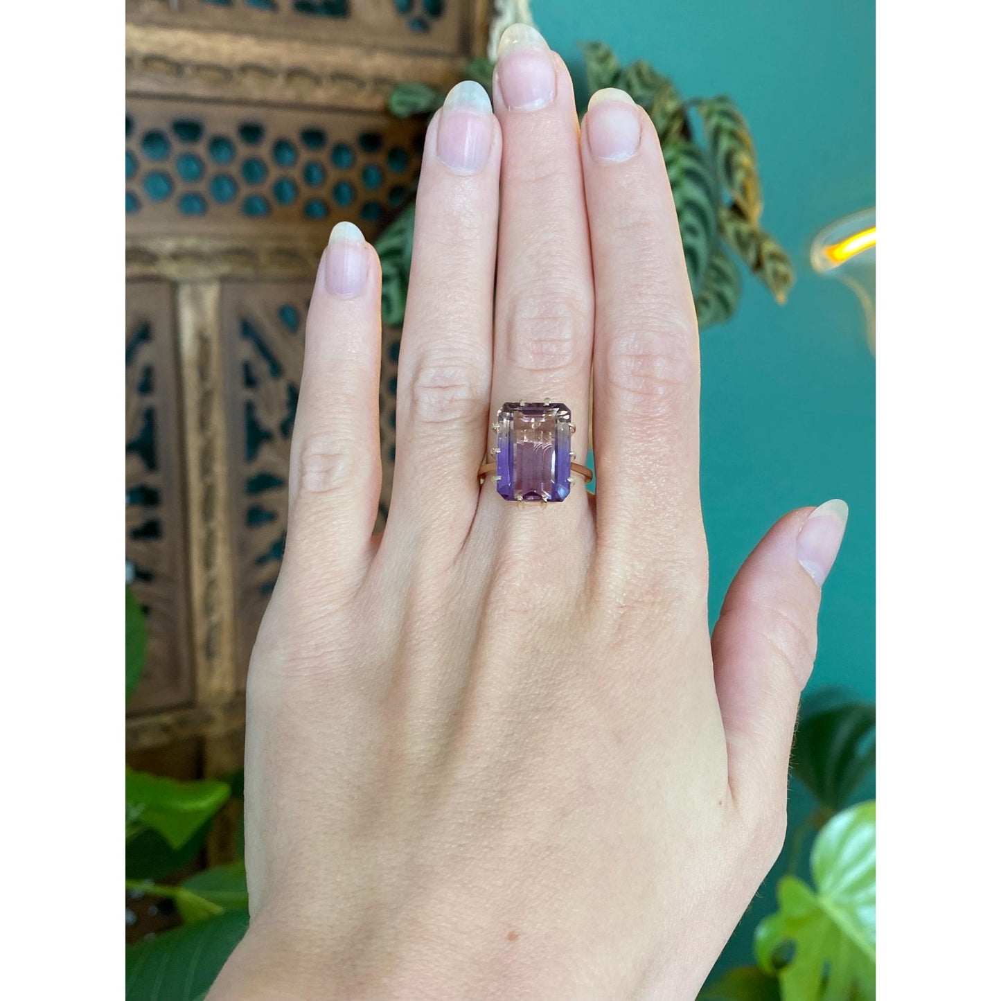 Vintage Solid 14k Yellow Gold Ametrine Ring - Size 5.75