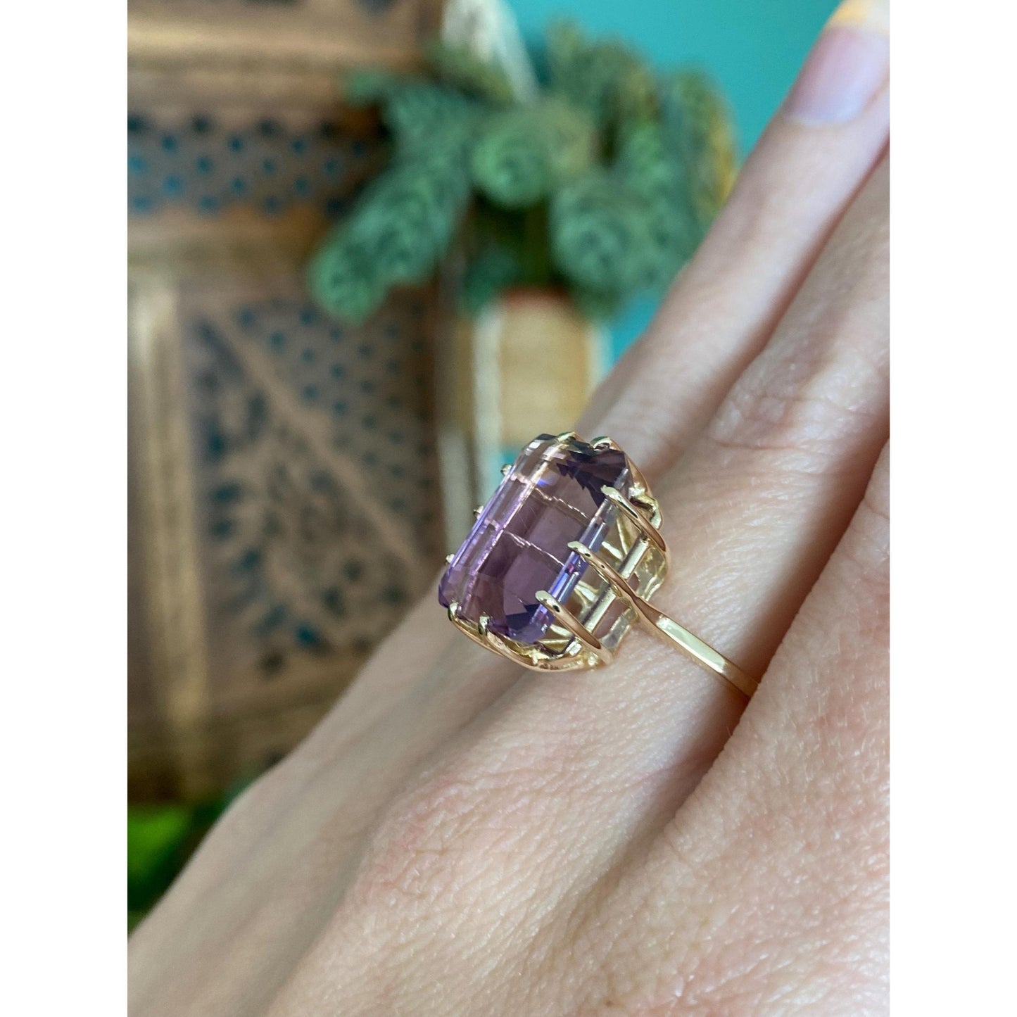 Vintage Solid 14k Yellow Gold Ametrine Ring - Size 5.75