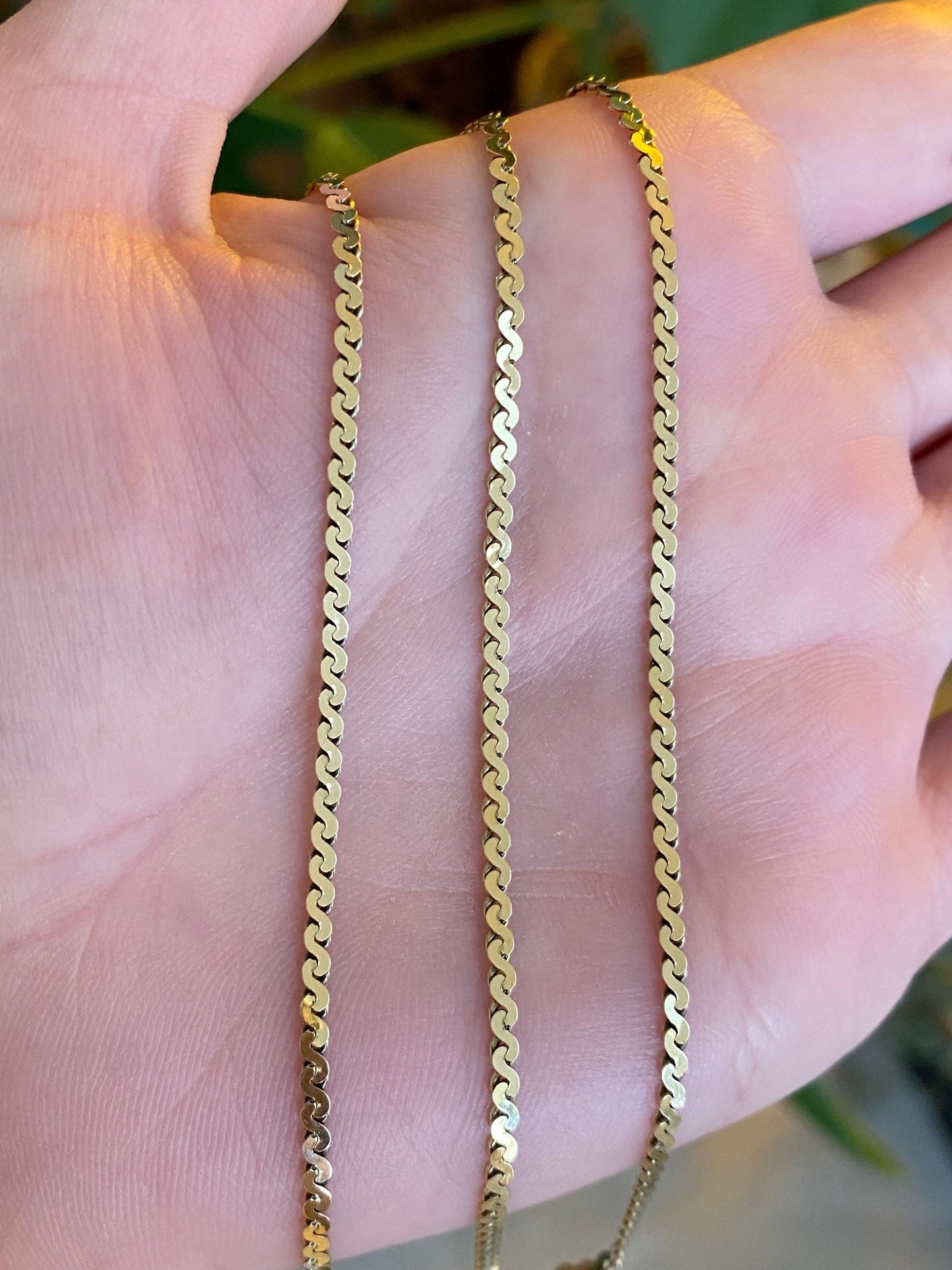 Vintage Solid 14k Yellow Gold Chunky Serpentine Chain Necklace - 18.75 inches