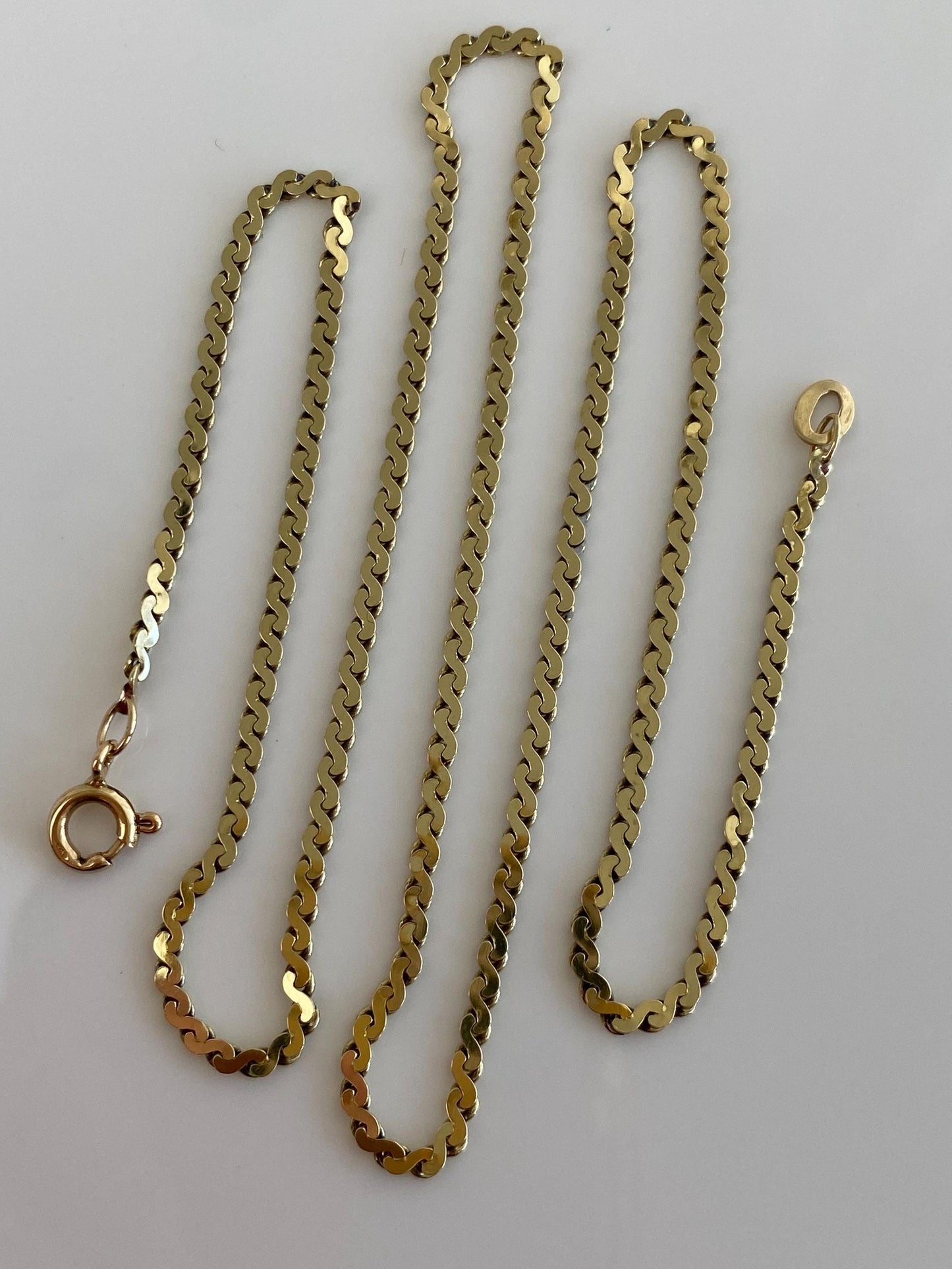 Vintage Solid 14k Yellow Gold Chunky Serpentine Chain Necklace - 18.75 inches