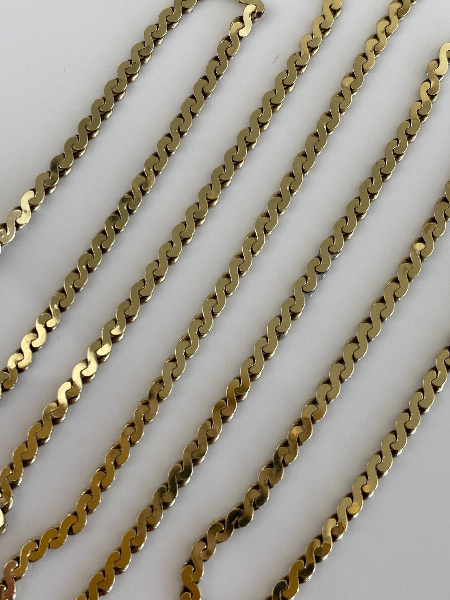 Vintage Solid 14k Yellow Gold Chunky Serpentine Chain Necklace - 18.75 inches