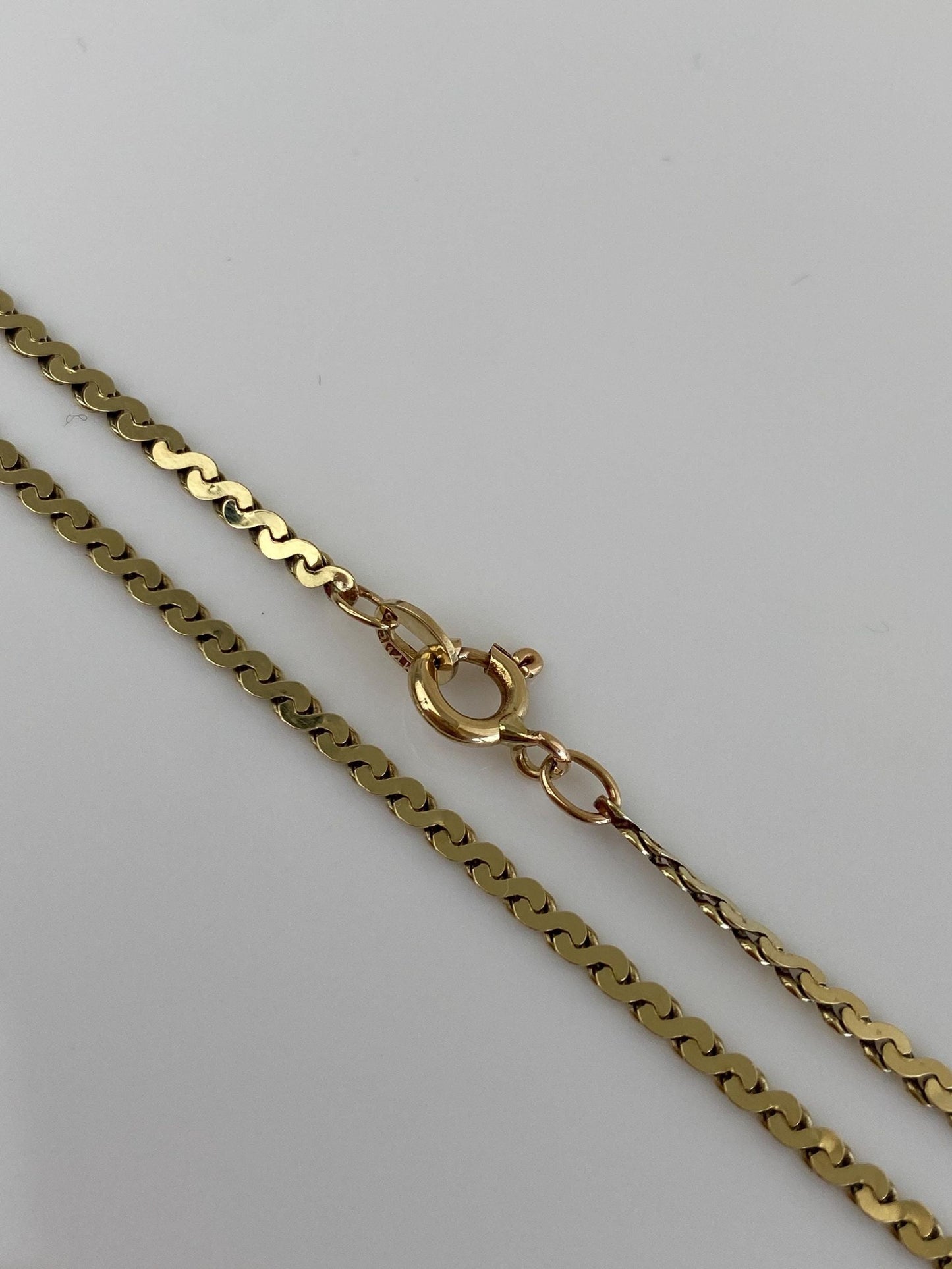 Vintage Solid 14k Yellow Gold Chunky Serpentine Chain Necklace - 18.75 inches