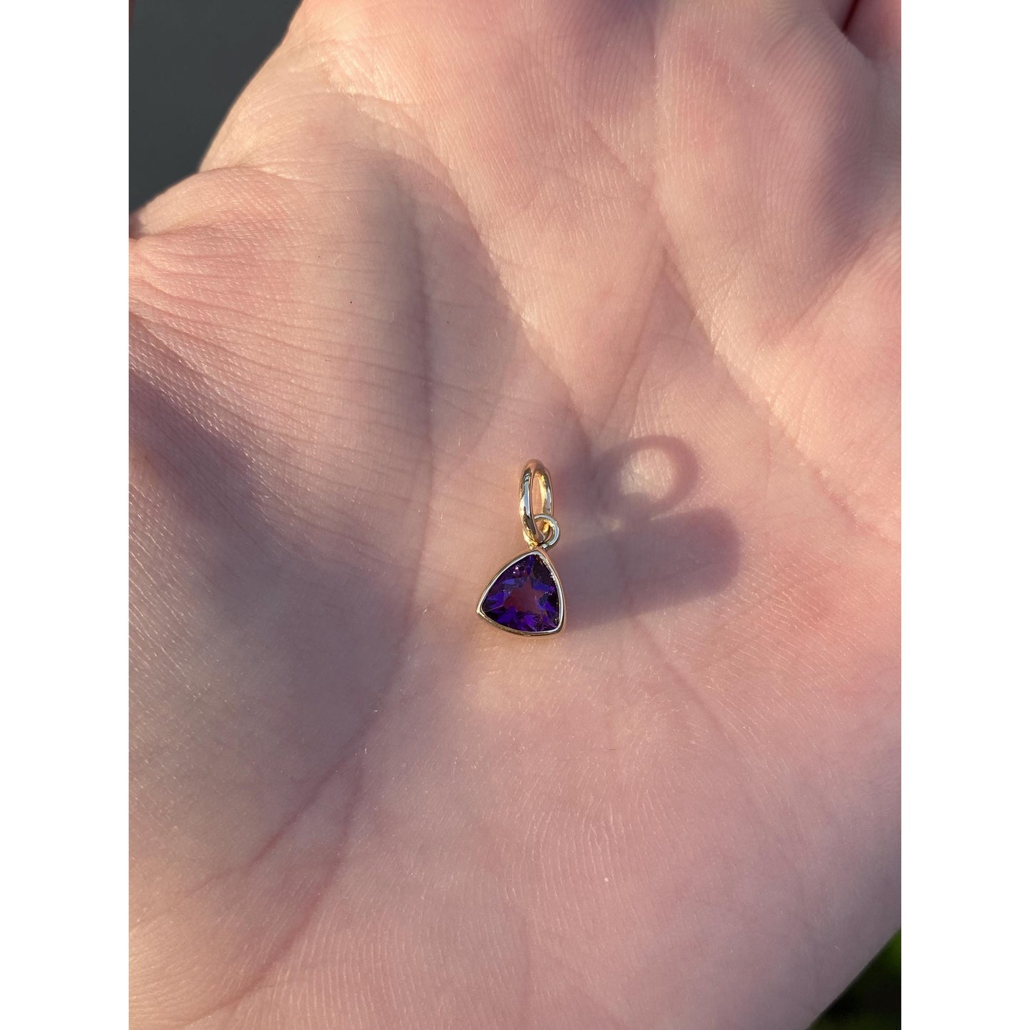 Vintage Solid 14k Yellow Gold Amethyst Charm