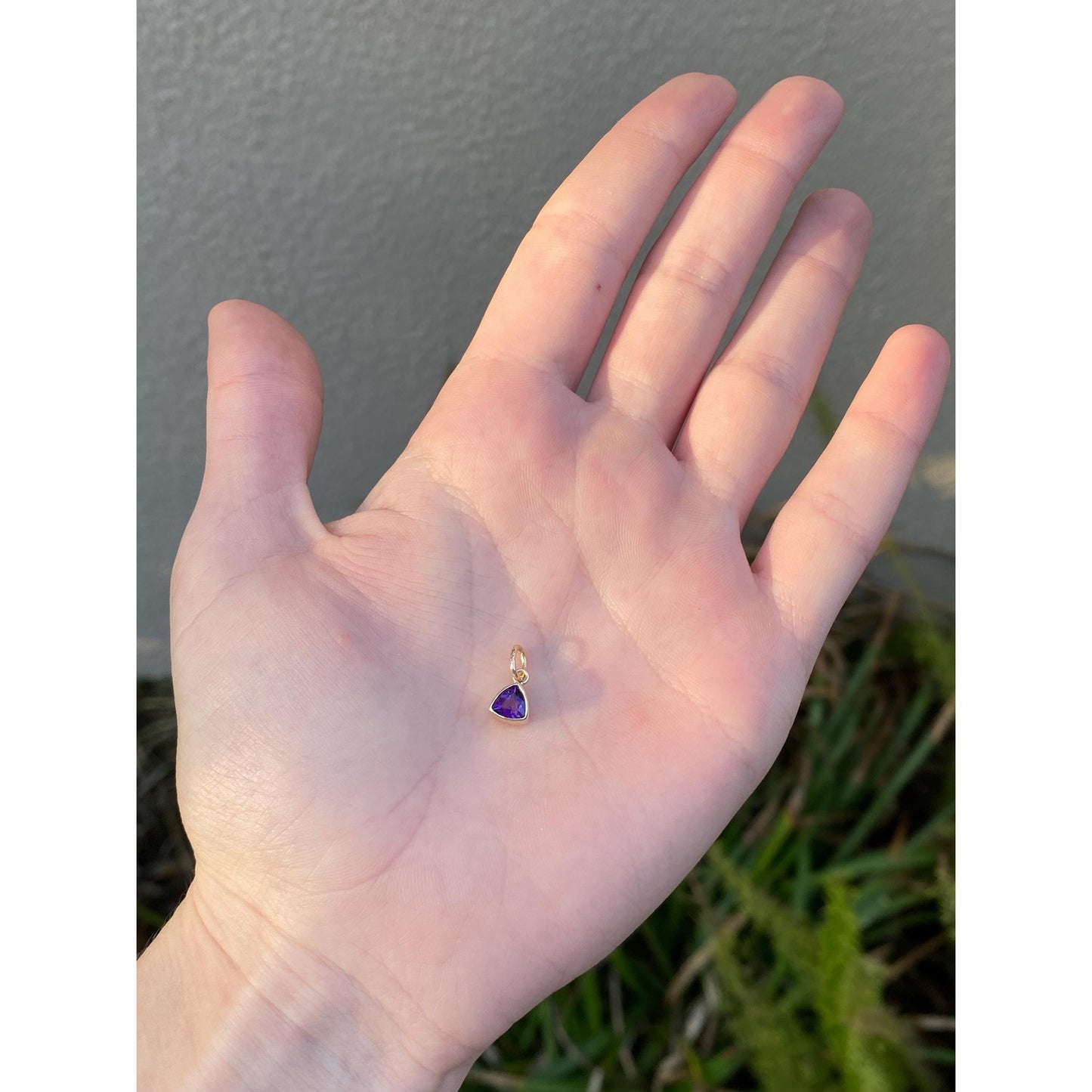 Vintage Solid 14k Yellow Gold Amethyst Charm