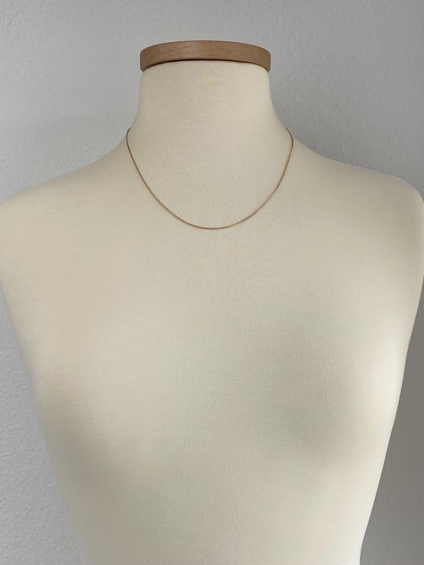 Vintage Solid 14k Yellow Gold Dainty Curb Chain Necklace - 20 inches