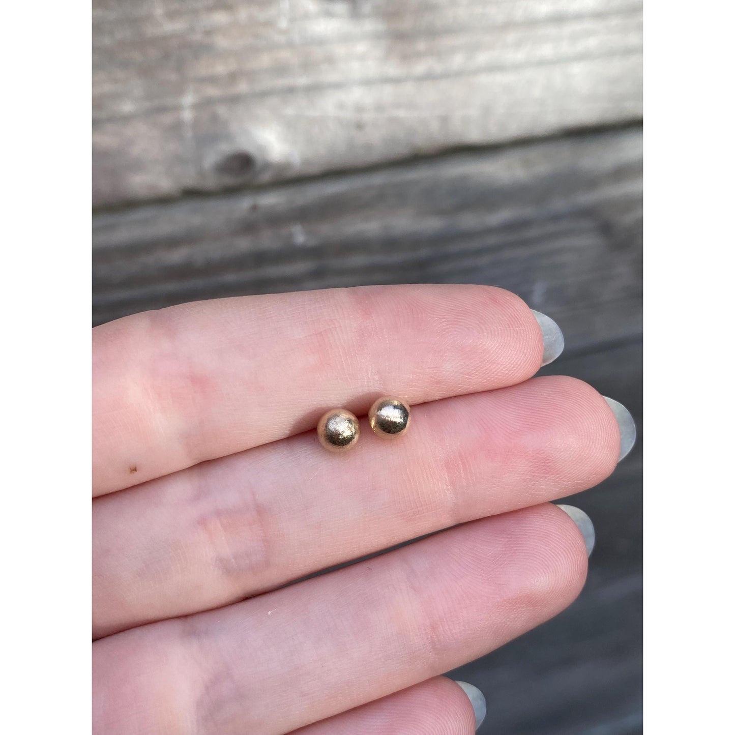 Vintage 14k Yellow Gold Textured Ball Stud Earrings