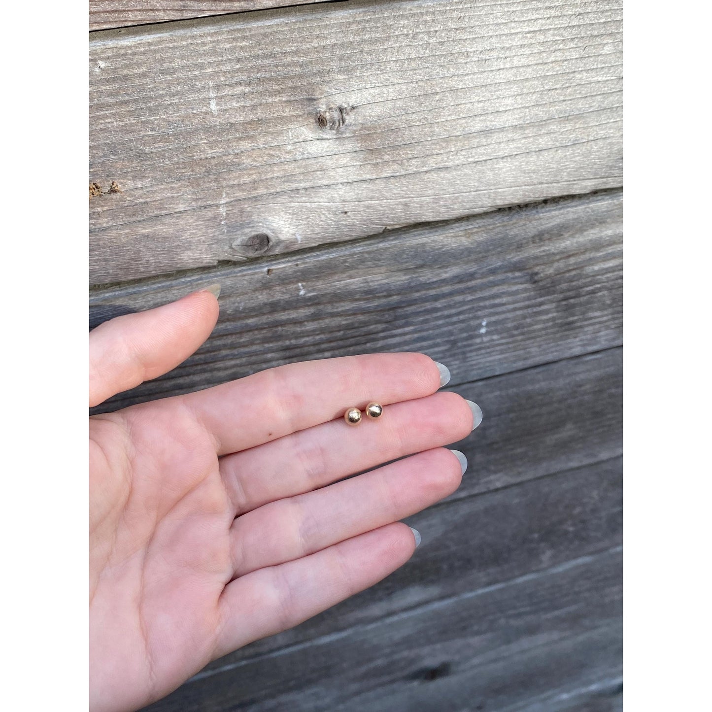 Vintage 14k Yellow Gold Textured Ball Stud Earrings