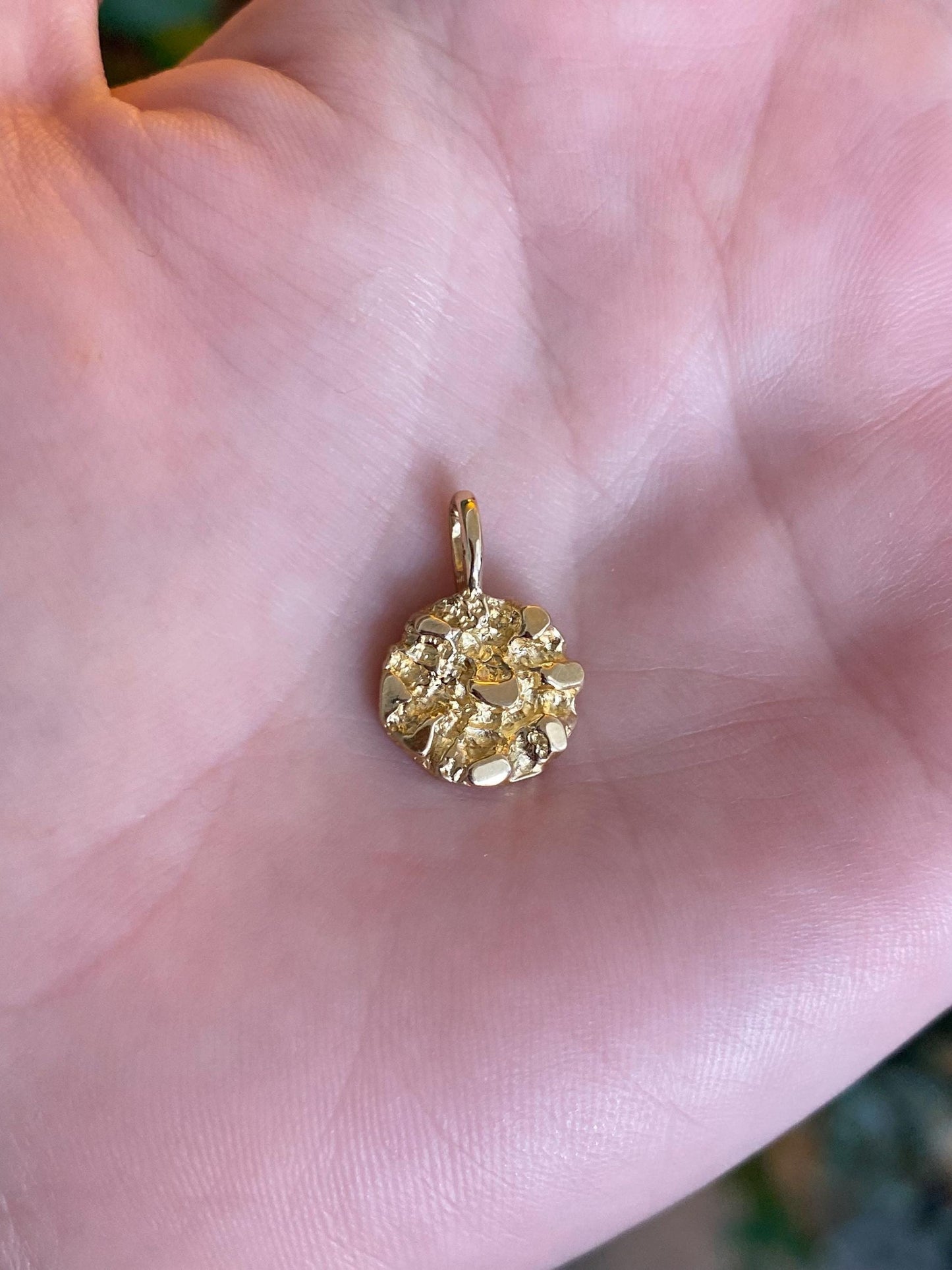 Vintage Solid 14k Yellow Gold Nugget Texture Charm
