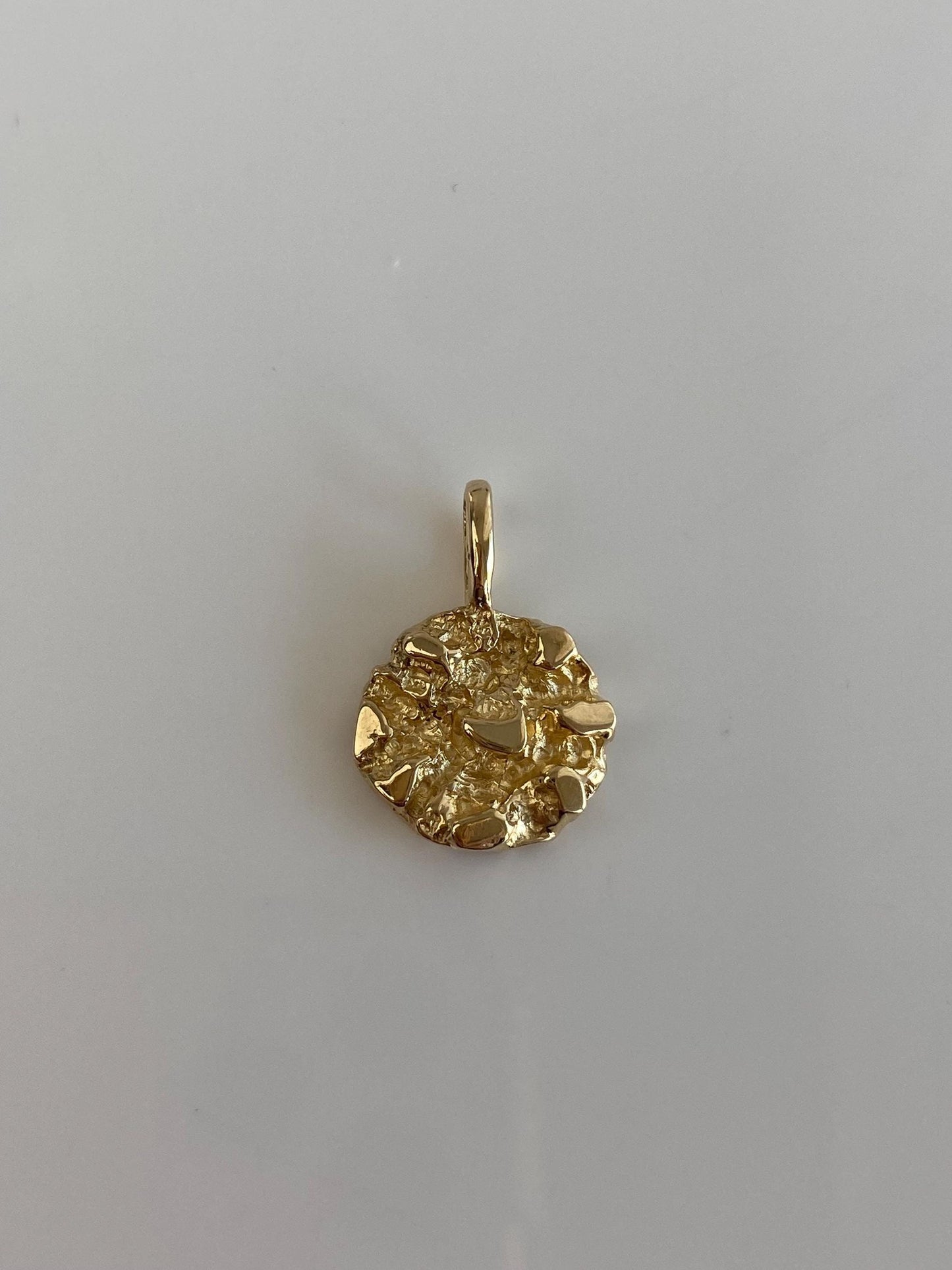 Vintage Solid 14k Yellow Gold Nugget Texture Charm