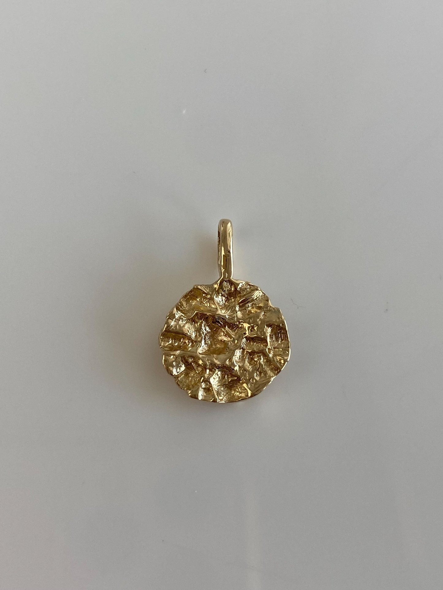 Vintage Solid 14k Yellow Gold Nugget Texture Charm