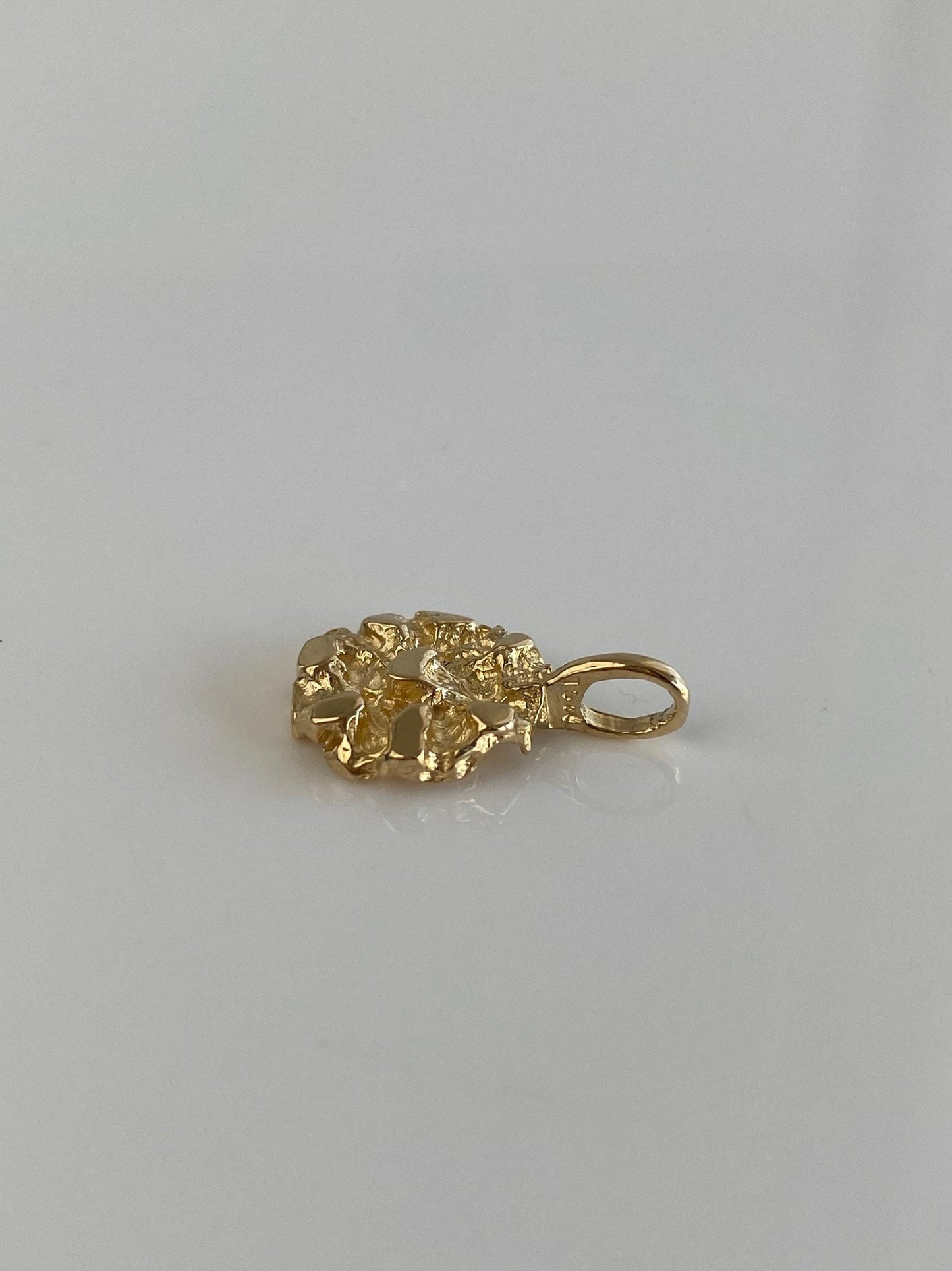 Vintage Solid 14k Yellow Gold Nugget Texture Charm
