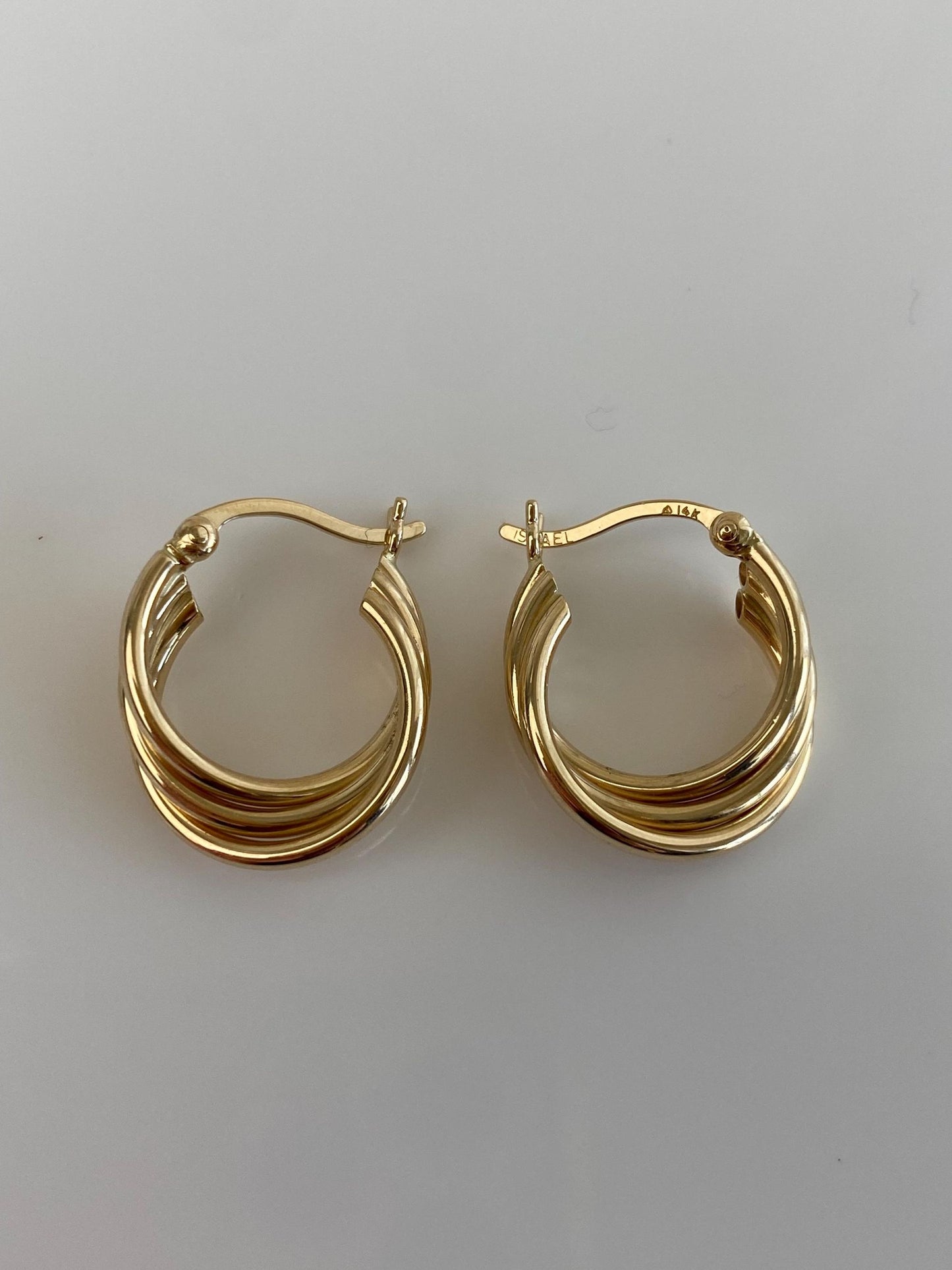 Vintage 14k Yellow Gold Layered Hoop Earrings