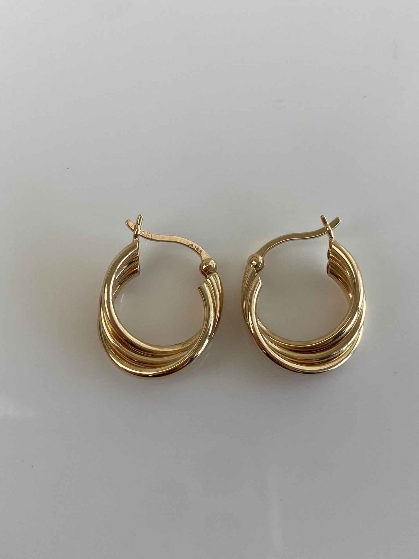 Vintage 14k Yellow Gold Layered Hoop Earrings