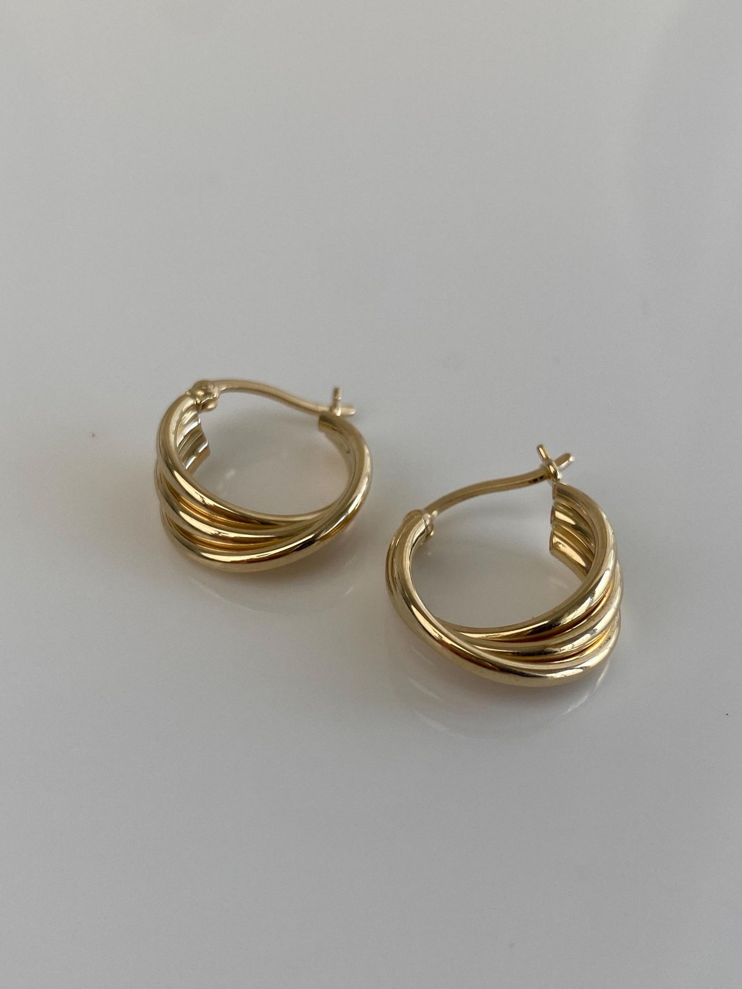 Vintage 14k Yellow Gold Layered Hoop Earrings