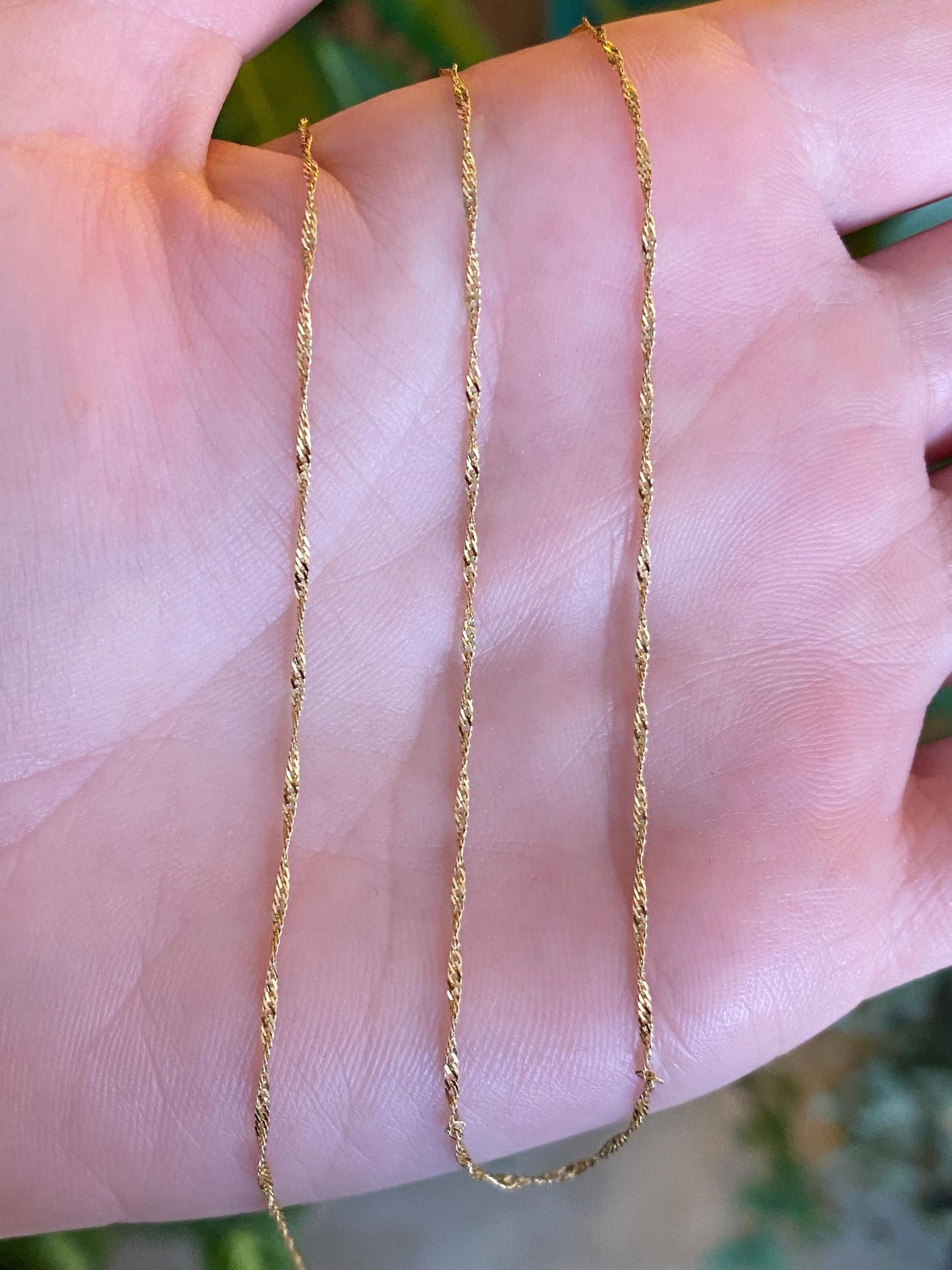 Vintage Solid 14k Yellow Gold Long Twist Chain Necklace - 20 inches