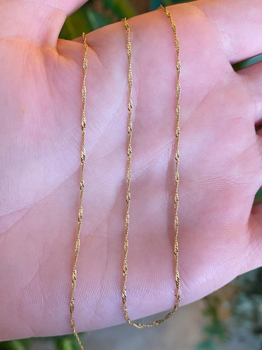 Vintage Solid 14k Yellow Gold Long Twist Chain Necklace - 20 inches