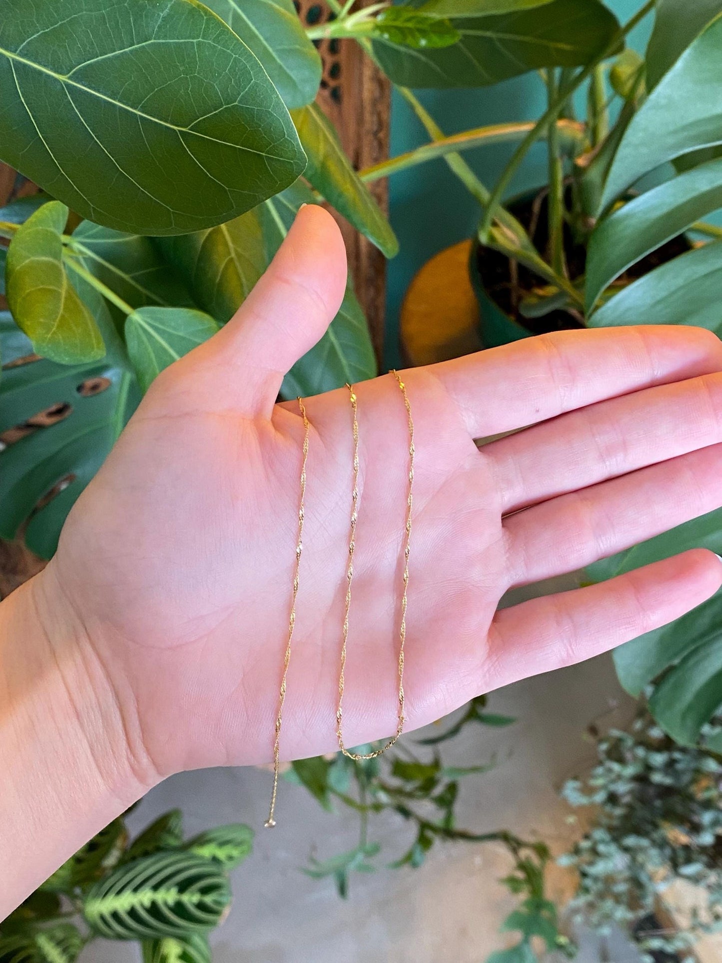 Vintage Solid 14k Yellow Gold Long Twist Chain Necklace - 20 inches