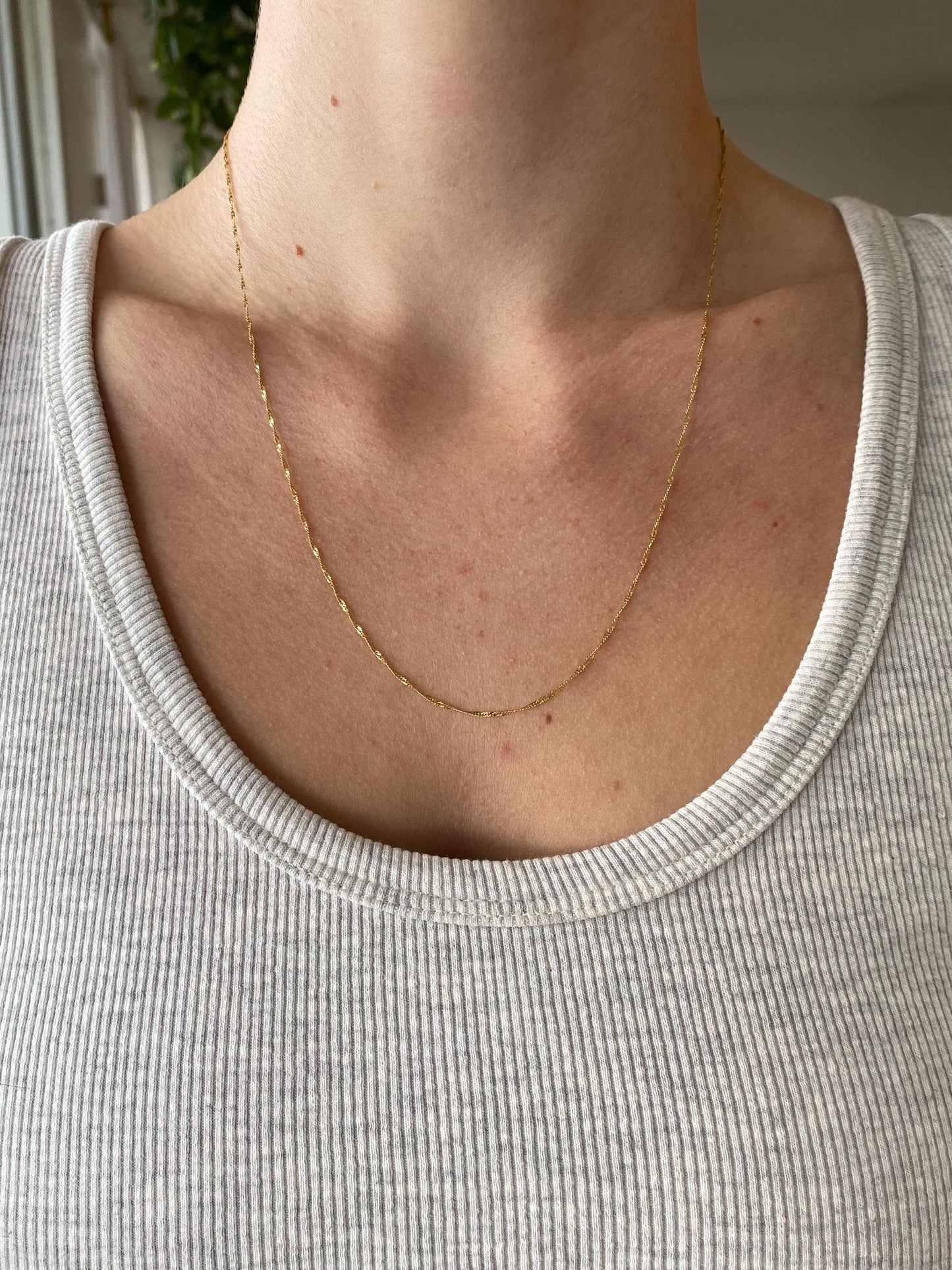 Vintage Solid 14k Yellow Gold Long Twist Chain Necklace - 20 inches
