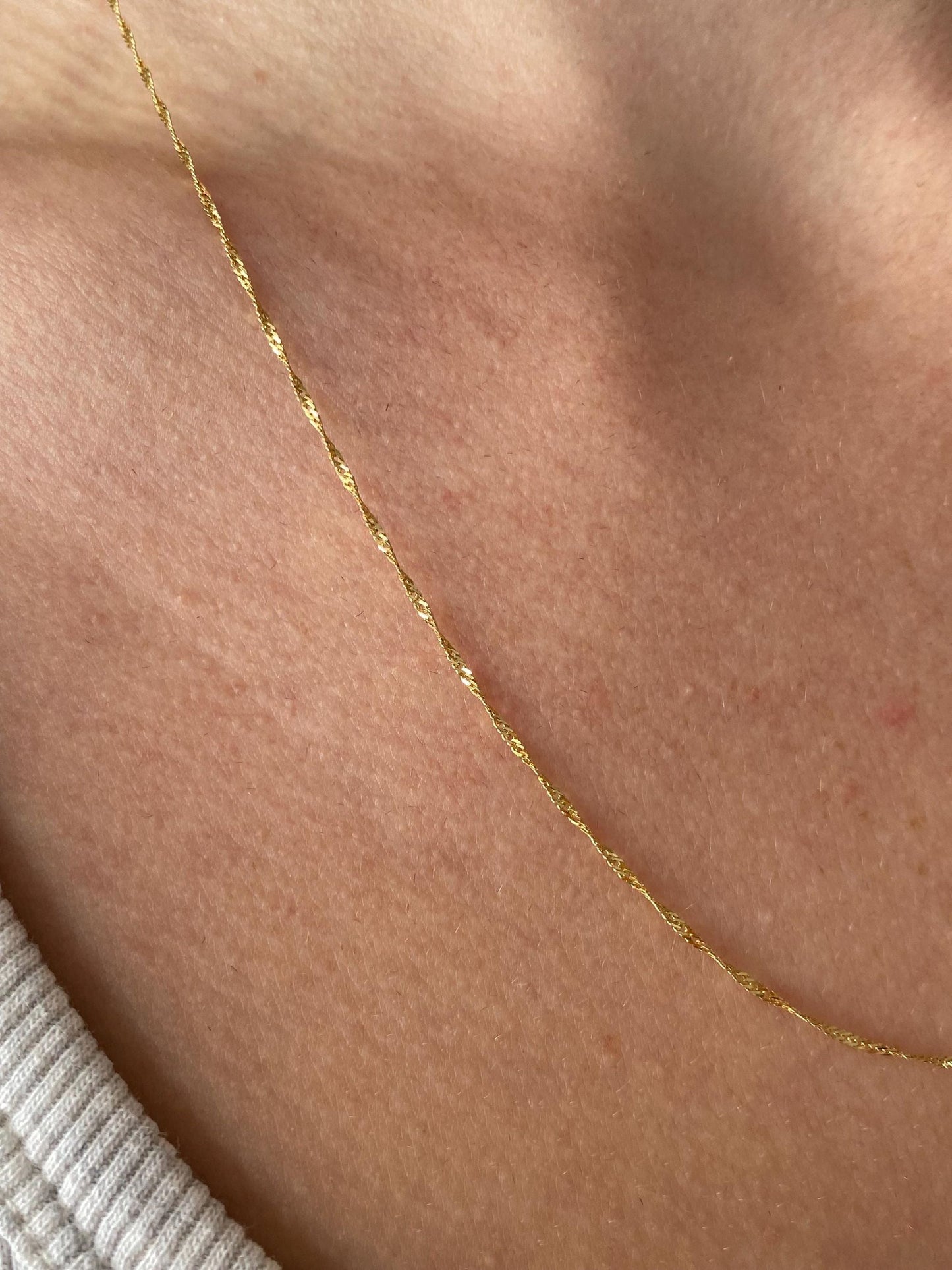 Vintage Solid 14k Yellow Gold Long Twist Chain Necklace - 20 inches