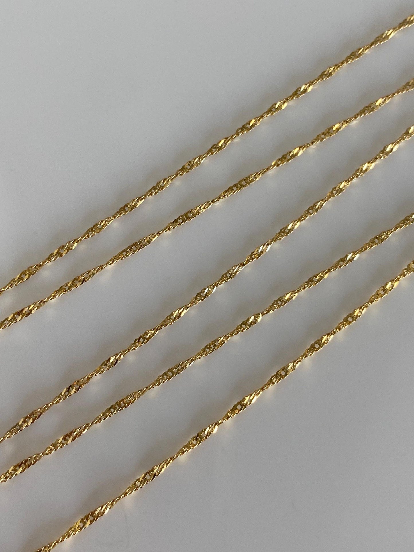 Vintage Solid 14k Yellow Gold Long Twist Chain Necklace - 20 inches