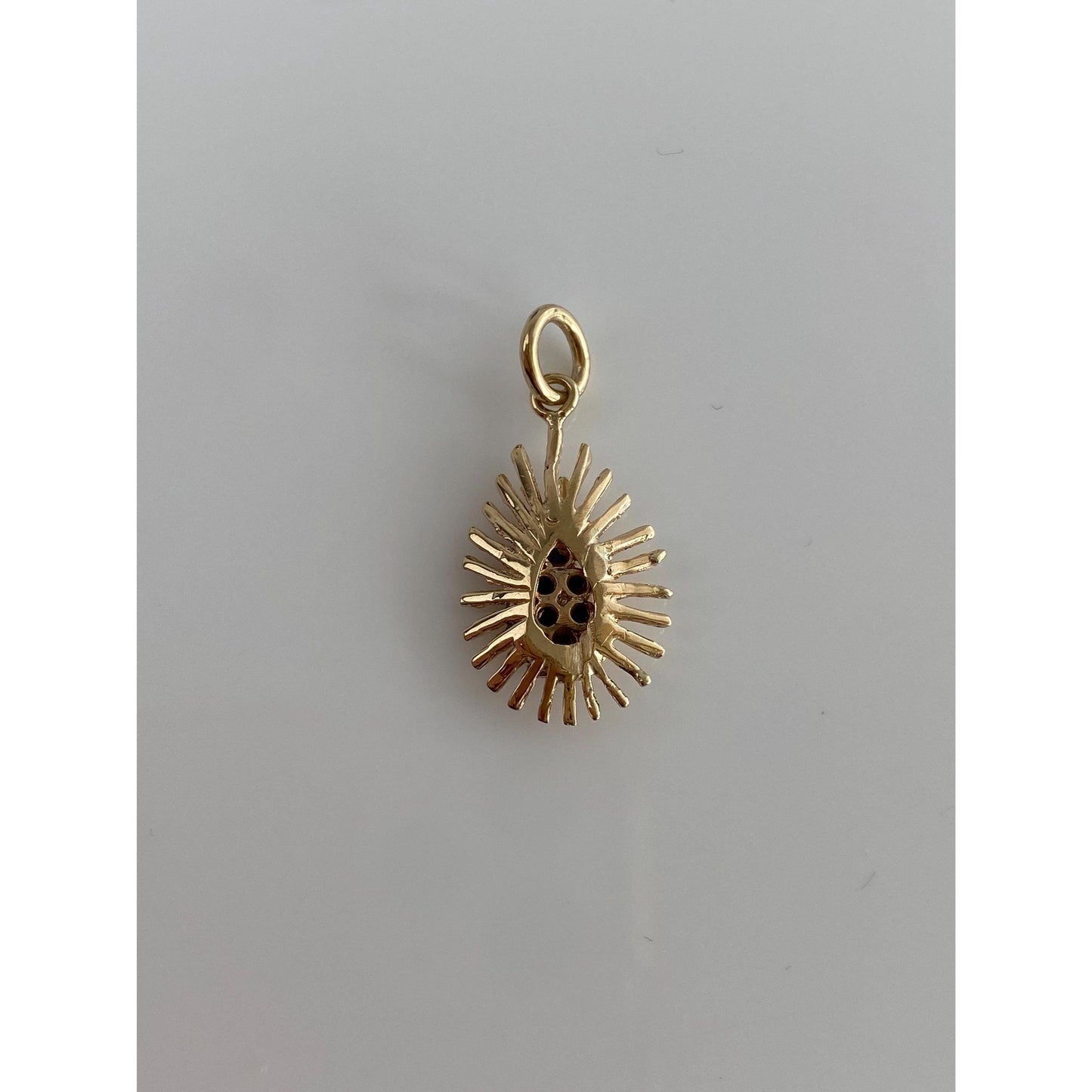 Vintage Solid 14k Yellow Gold Sapphire Starburst Charm