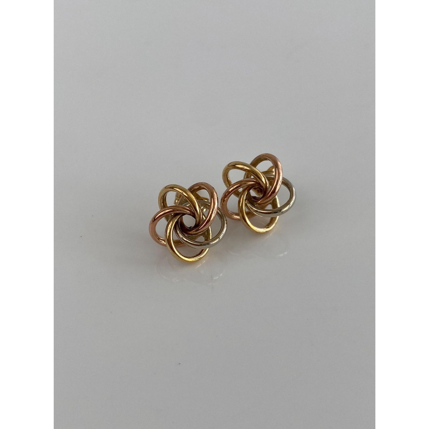 Vintage 14k Tri Tone Gold Knot Stud Earrings