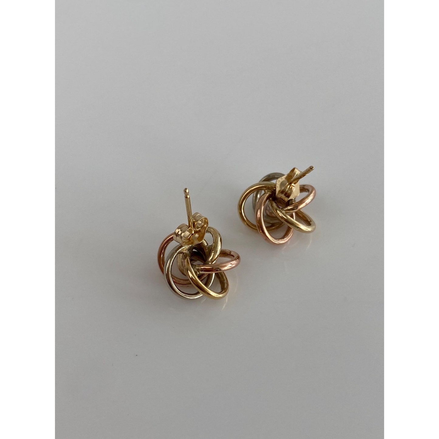Vintage 14k Tri Tone Gold Knot Stud Earrings