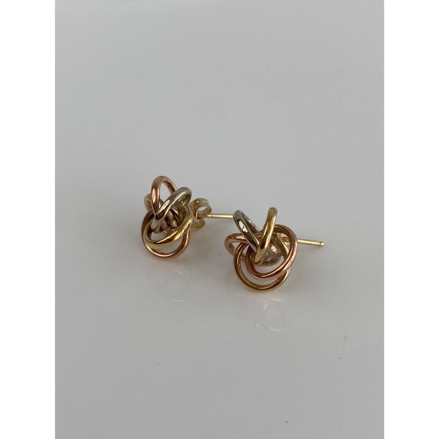 Vintage 14k Tri Tone Gold Knot Stud Earrings