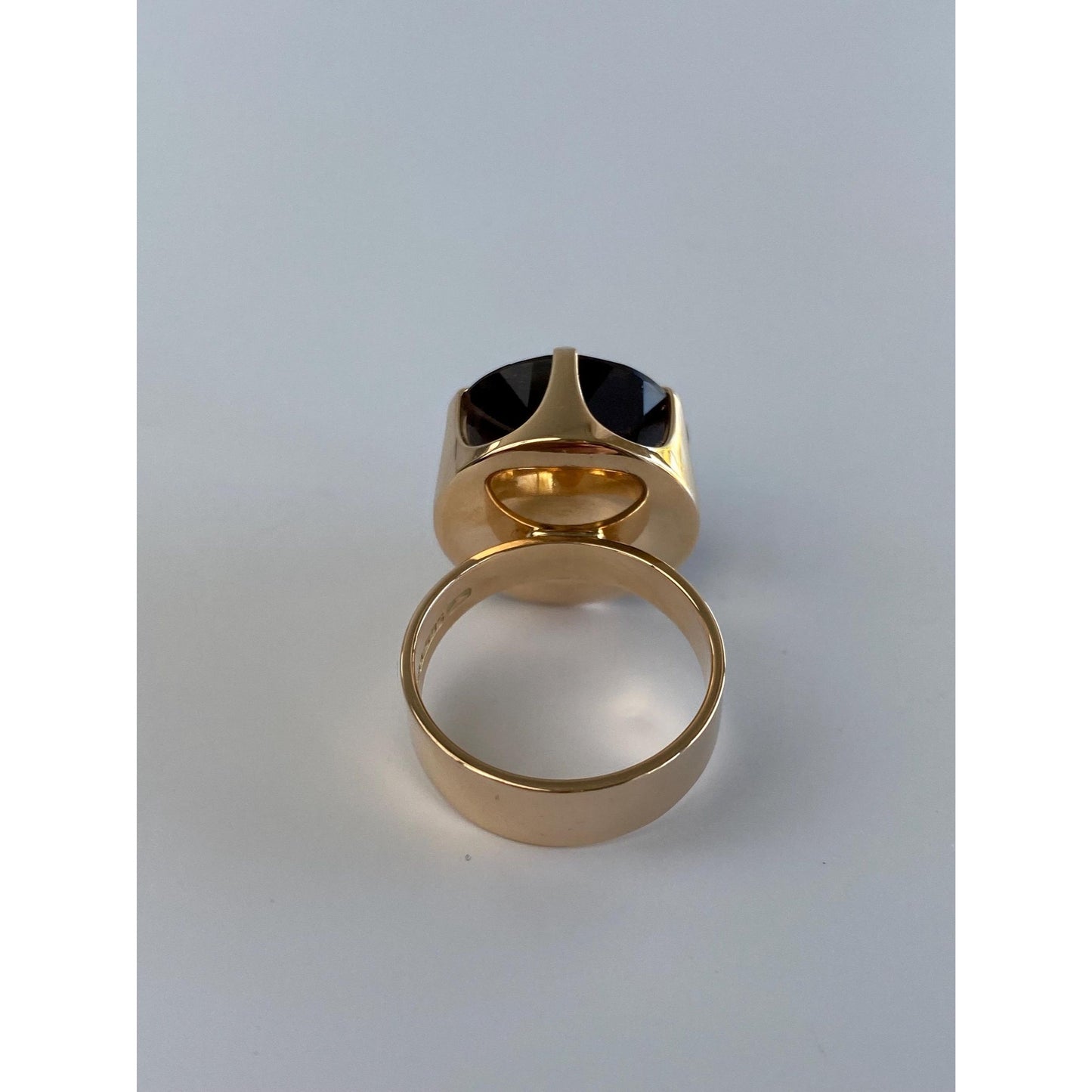 Vintage Solid 14k Rosey Gold Smokey Quartz Cocktail Ring - Size 7.5