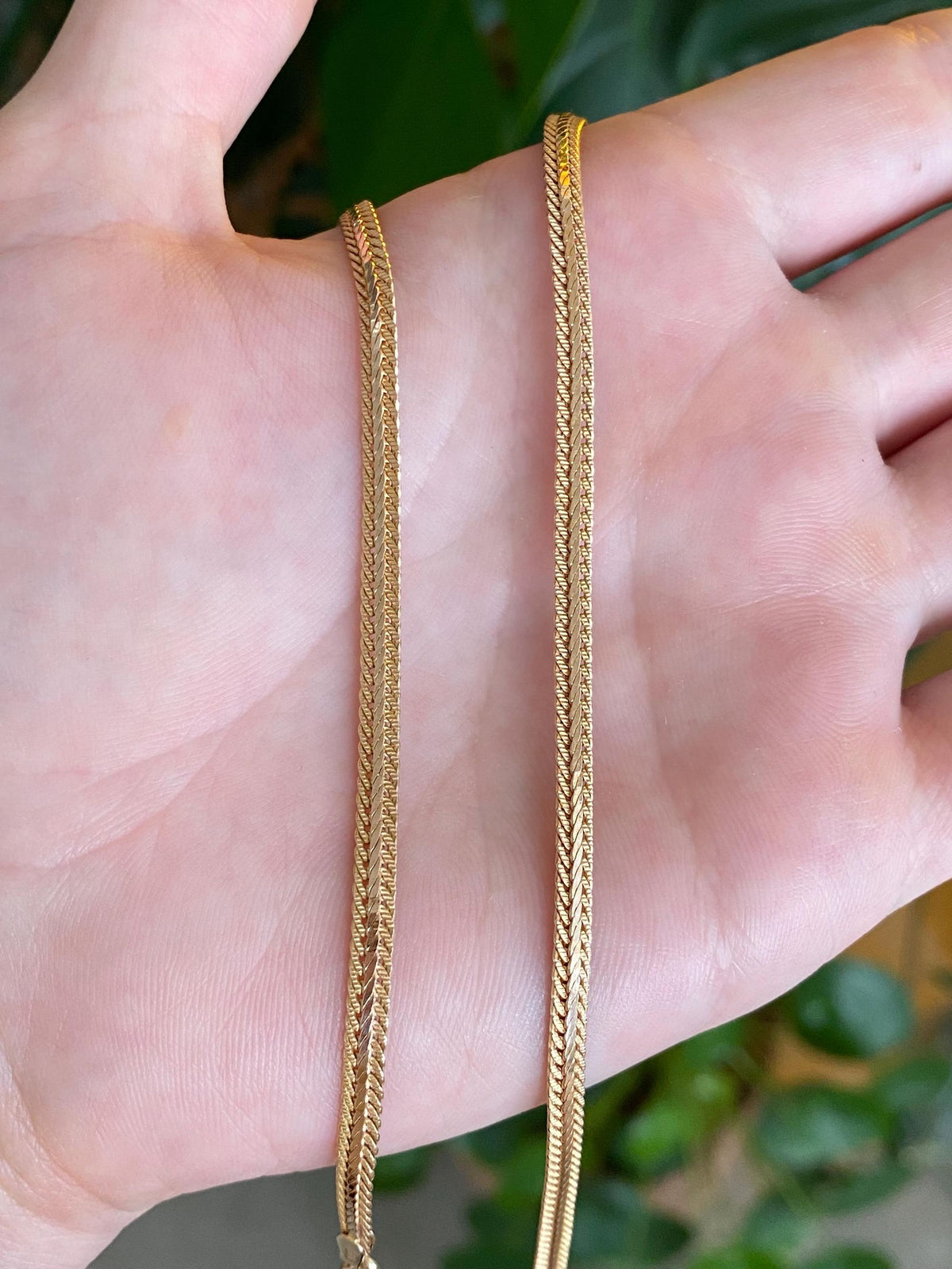 Vintage Solid 14k Yellow Gold Fancy Flat Chain Necklace - 16 inches