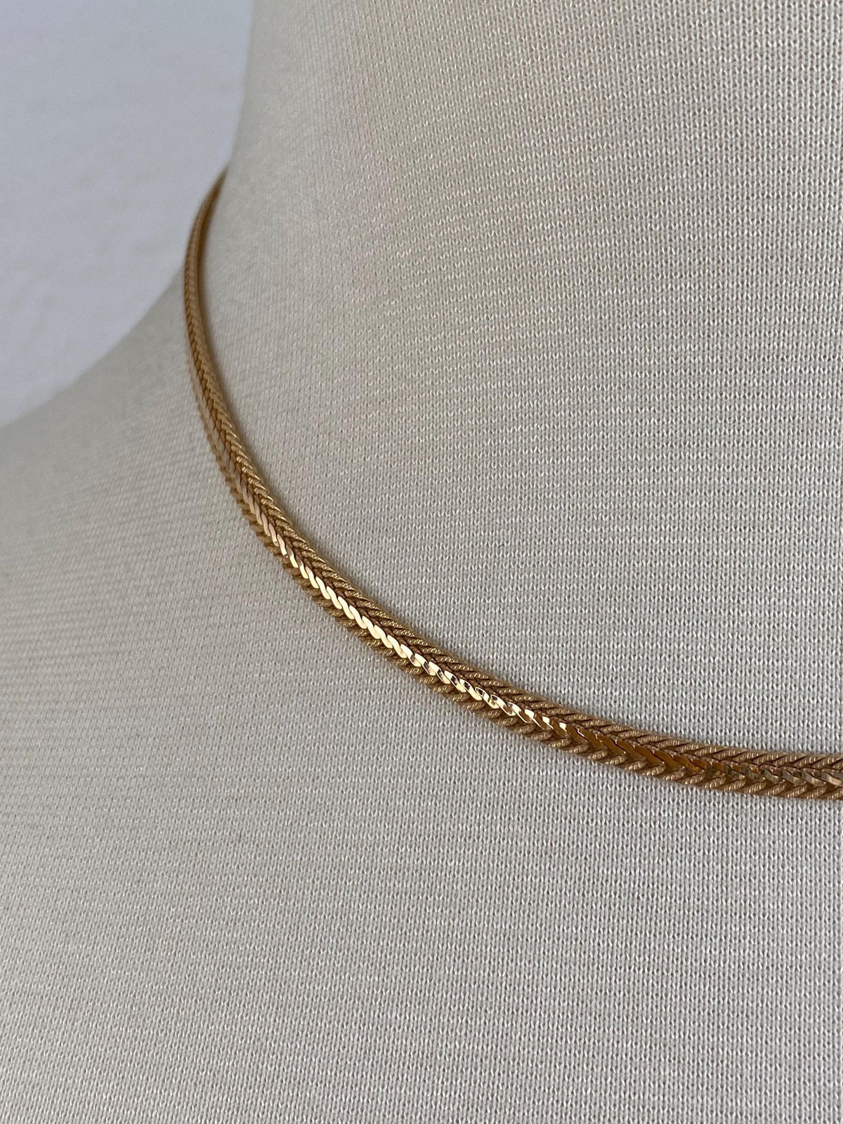 Vintage Solid 14k Yellow Gold Fancy Flat Chain Necklace - 16 inches