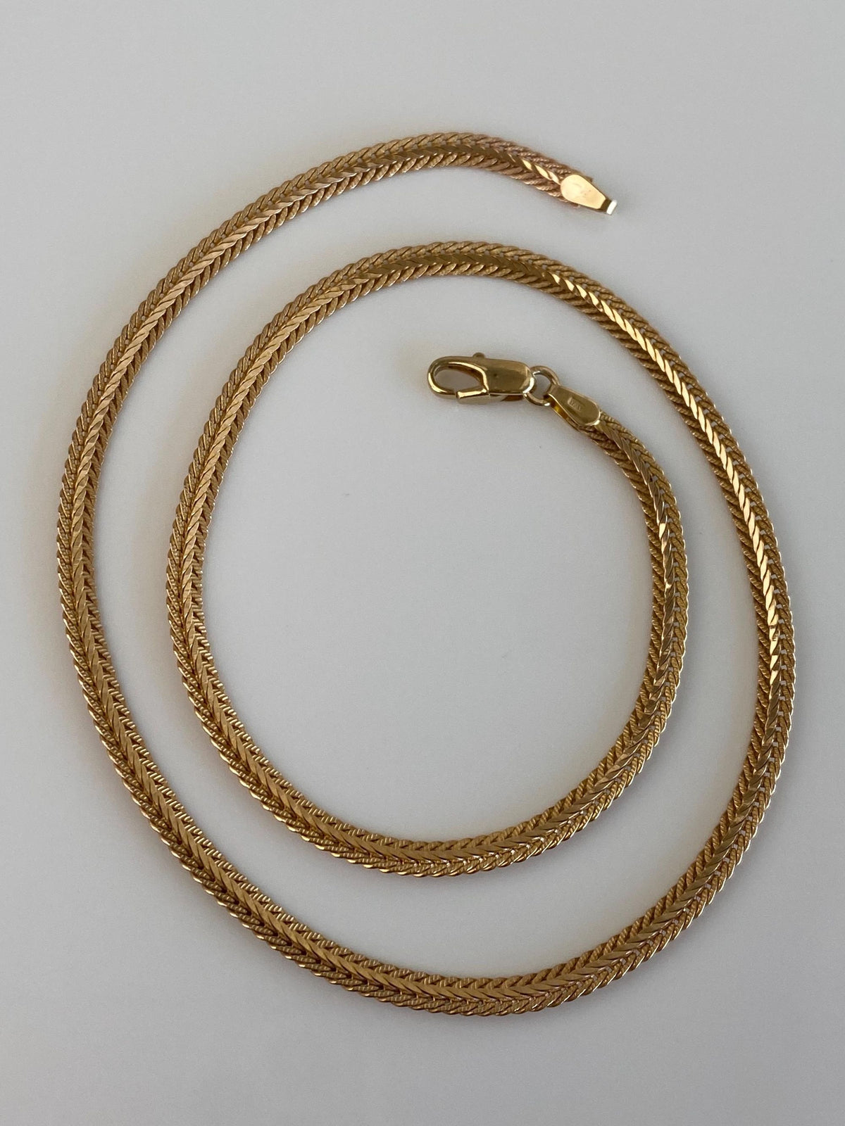 Vintage Solid 14k Yellow Gold Fancy Flat Chain Necklace - 16 inches