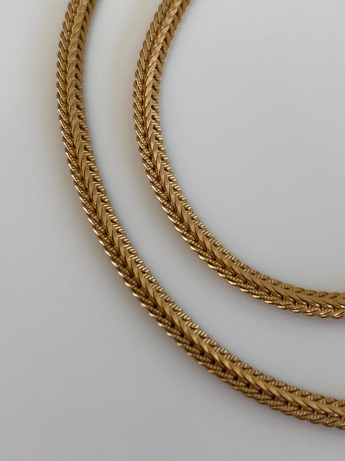 Vintage Solid 14k Yellow Gold Fancy Flat Chain Necklace - 16 inches