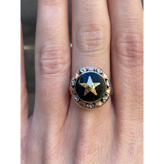 Vintage Solid 10k Tri Tone Gold Masonic Order of the Eastern Star Ring - Size 6.25