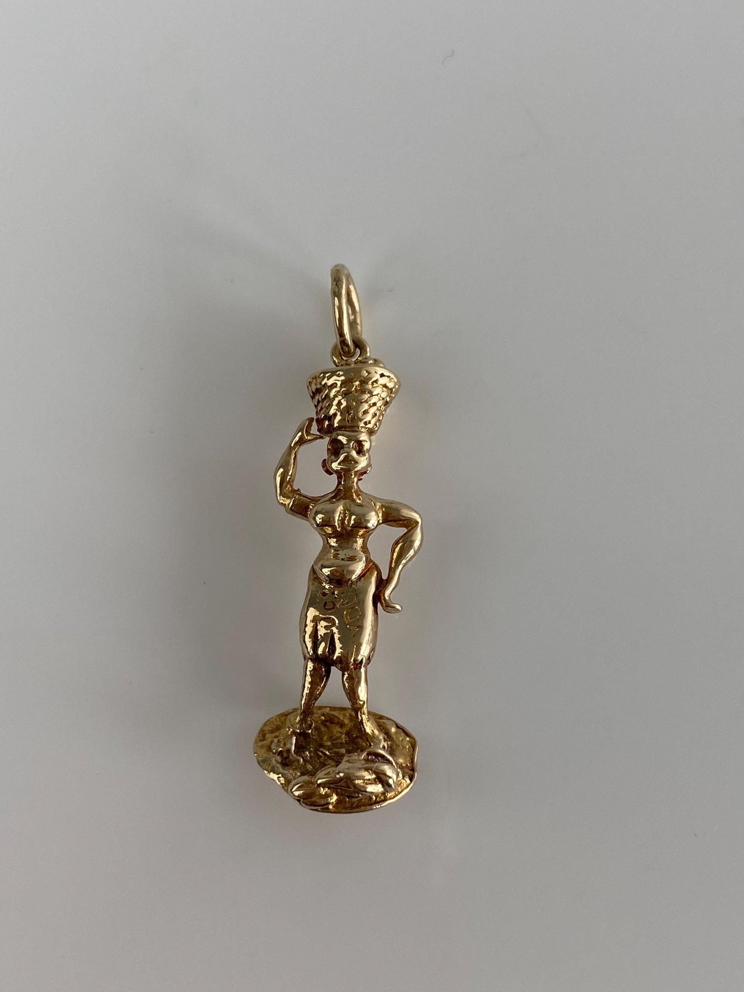 Vintage Solid 9k Yellow Gold Lady Basket Charm