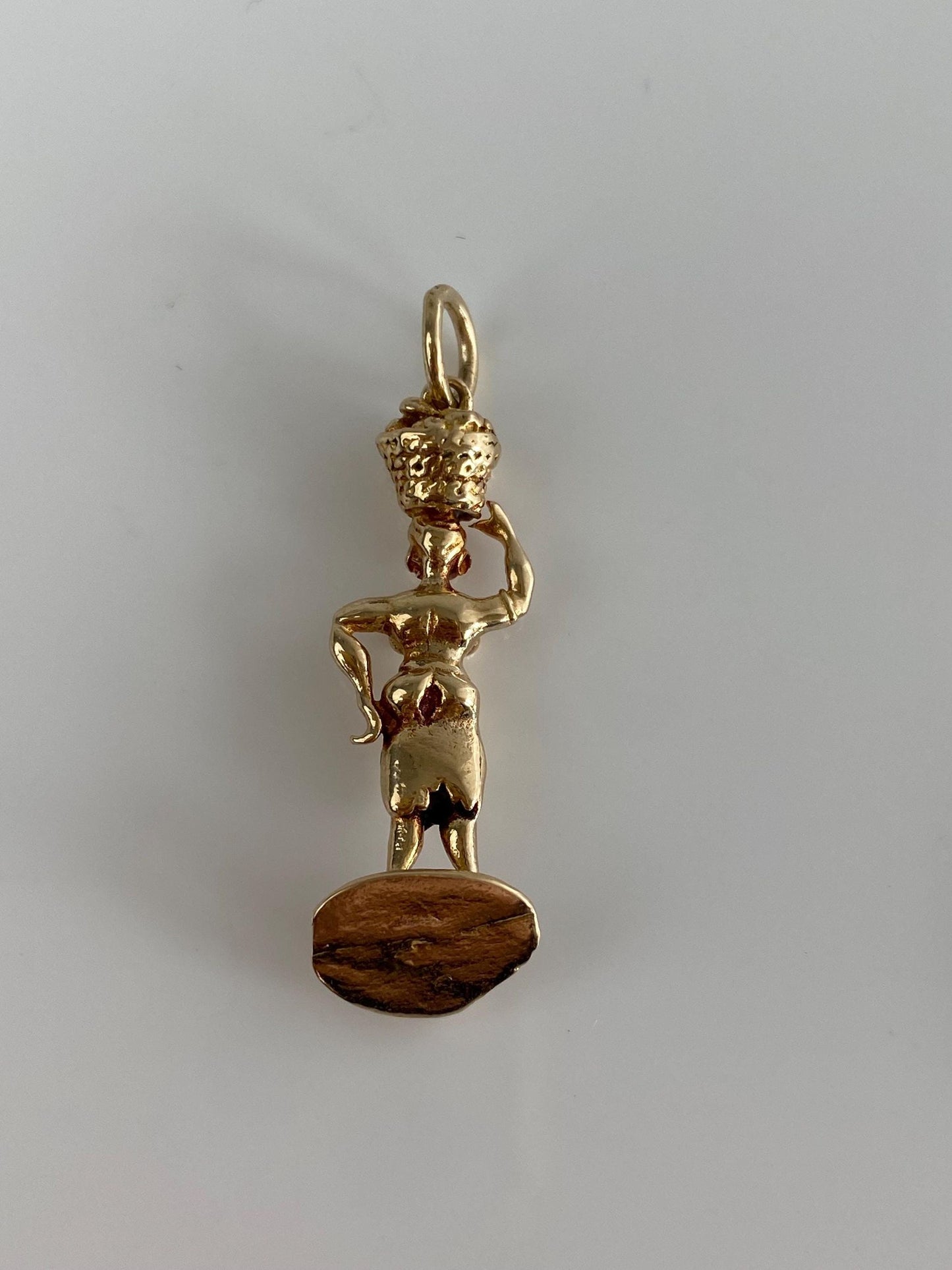 Vintage Solid 9k Yellow Gold Lady Basket Charm