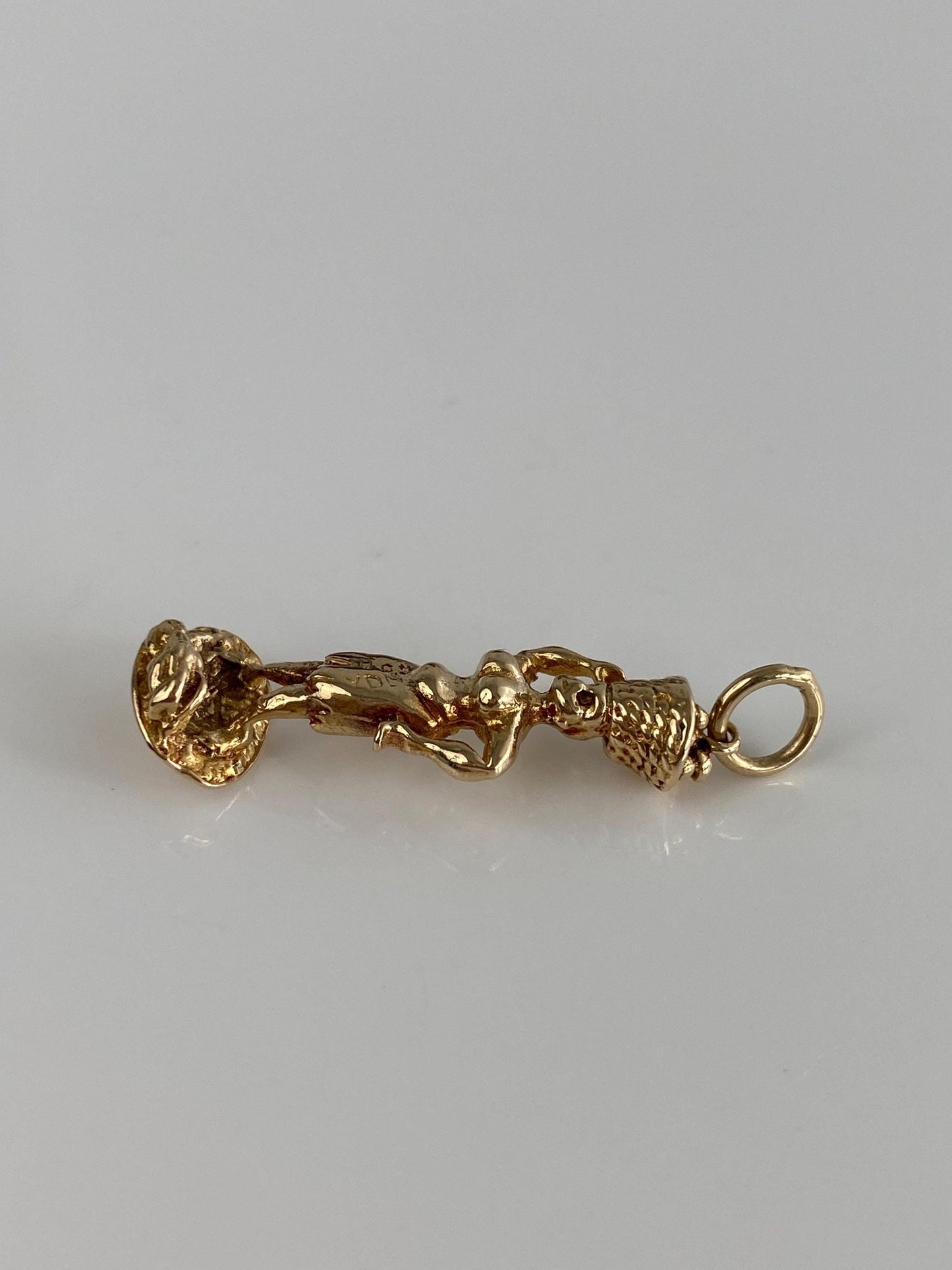 Vintage Solid 9k Yellow Gold Lady Basket Charm