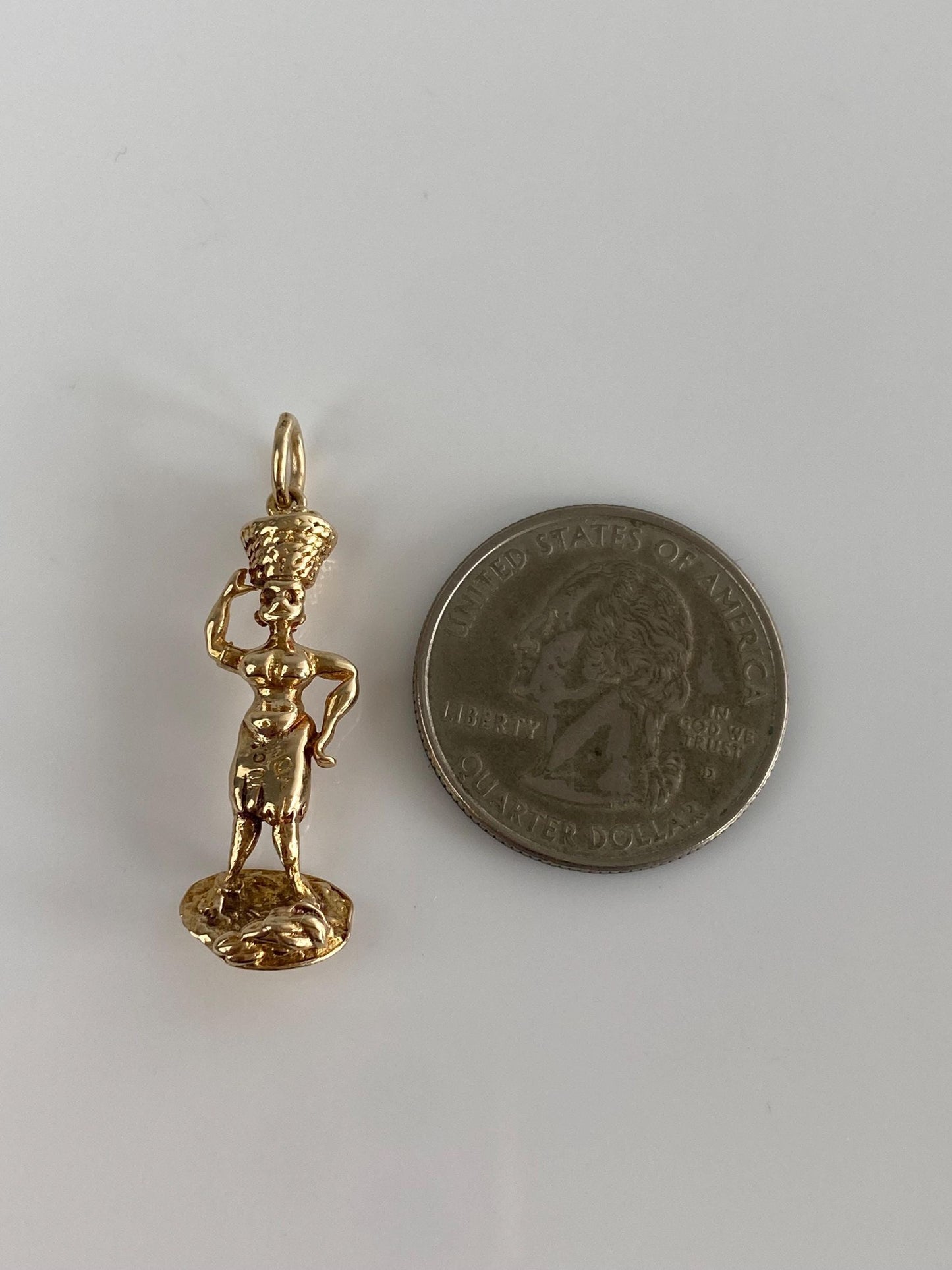 Vintage Solid 9k Yellow Gold Lady Basket Charm