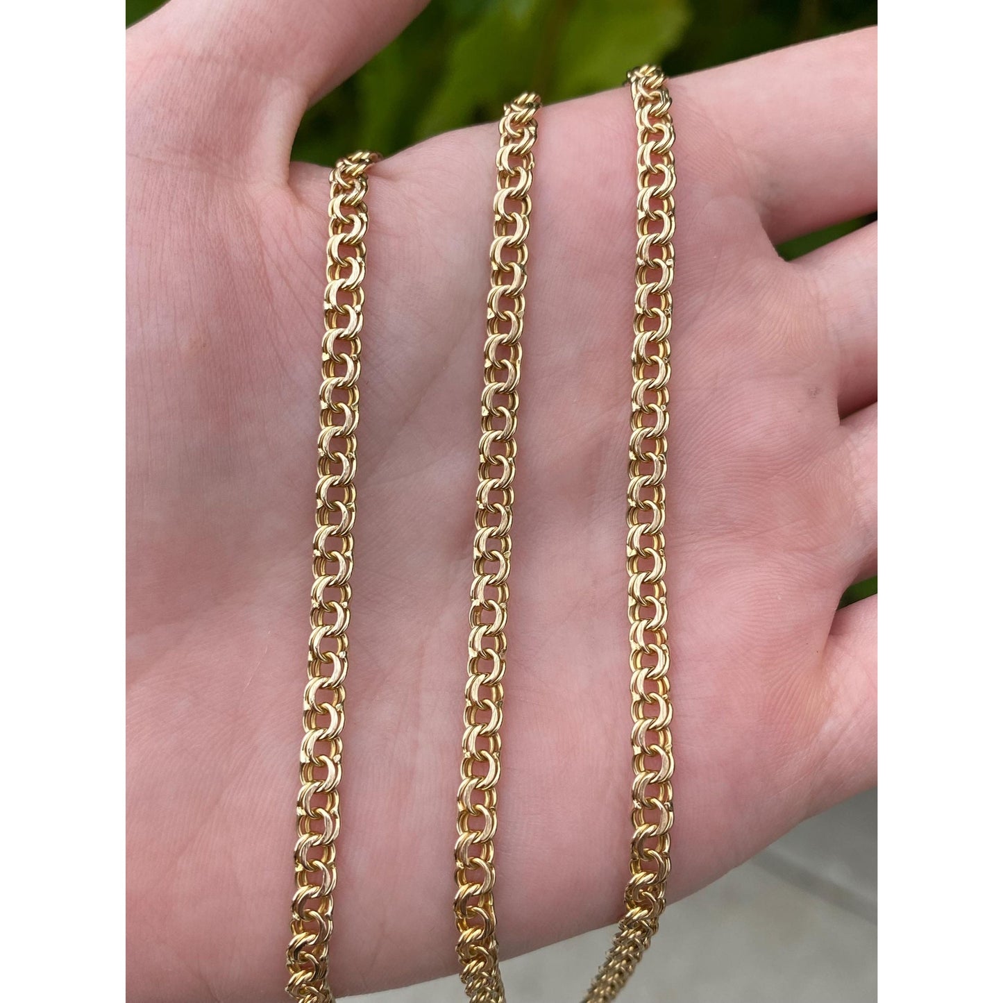 Vintage Solid 10k Yellow Gold Fancy Charm Style Link Chain Necklace - 25.75 inches