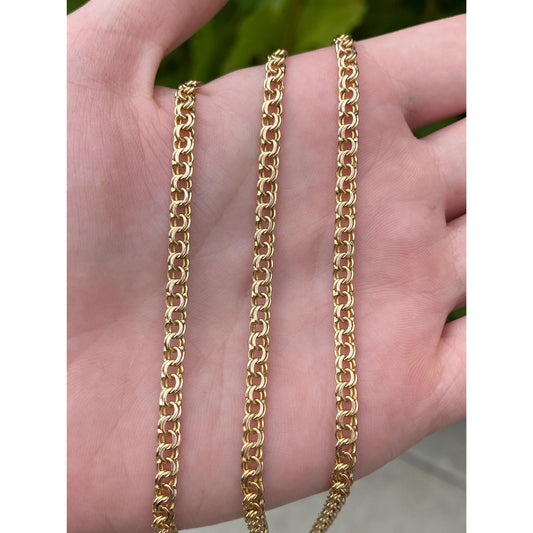 Vintage Solid 10k Yellow Gold Fancy Charm Style Link Chain Necklace - 25.75 inches